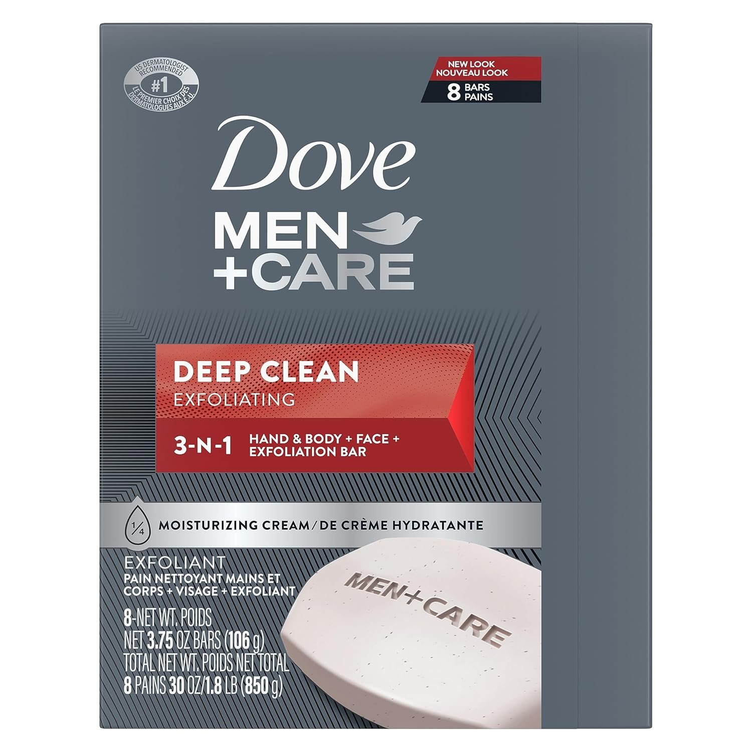 Dove Men+Care Men's Bar Soap Deep Clean 8 Bars More Moisturizing Than Bar Soap Effectively Washes Away Bacteria, Nourishes Your Skin 3.75 oz - Image 4
