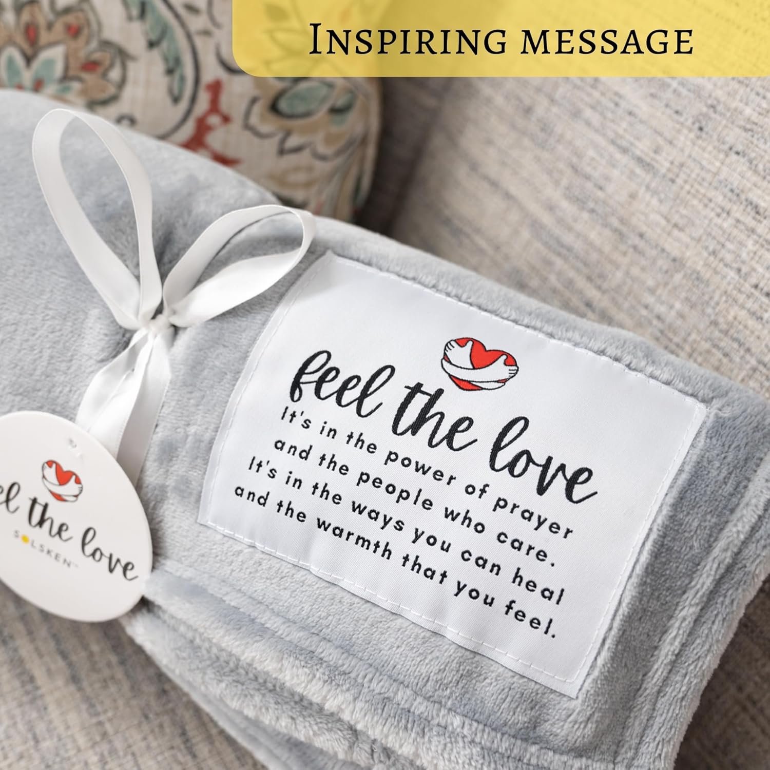 Get Well Blanket - Healing Blanket - Inspirational Blankets for Women/Men - Get Well Soon Gifts - Warm Hugs - Soft Fleece Throw Blanket - Strength - Healing Thoughts (Gray Fleece 50x65) - Image 4