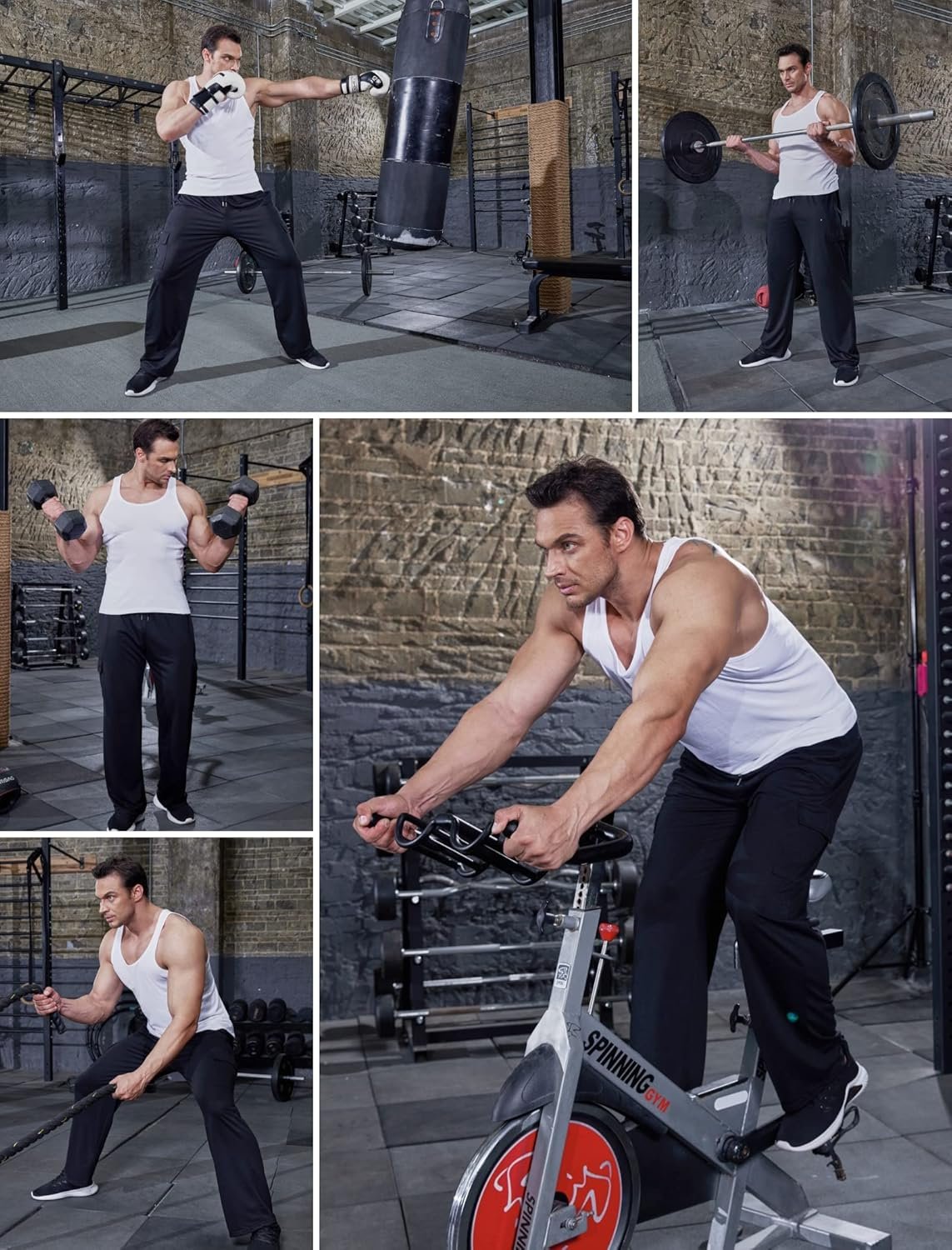 Deyeek Men's Cargo Sweatpants Open Bottom Baggy Sweat Pants for Mens Straight Leg Gym Cargo Sweats Lounge Pants with Pockets - Image 6