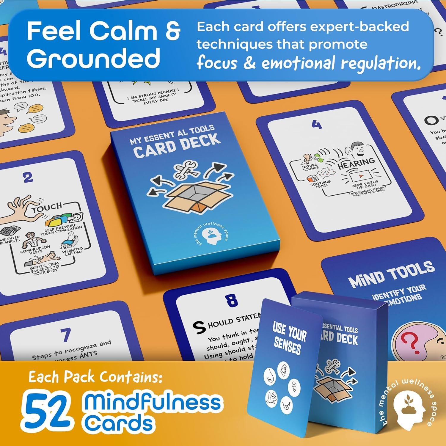 My Essential Self-Care Tools Card Deck, Mindfulness Cards for Promoting Mental Coping Skills & Calm, Resilience Building for Men/Women, 1 Deck/52 Pieces with Guidebook - Image 5