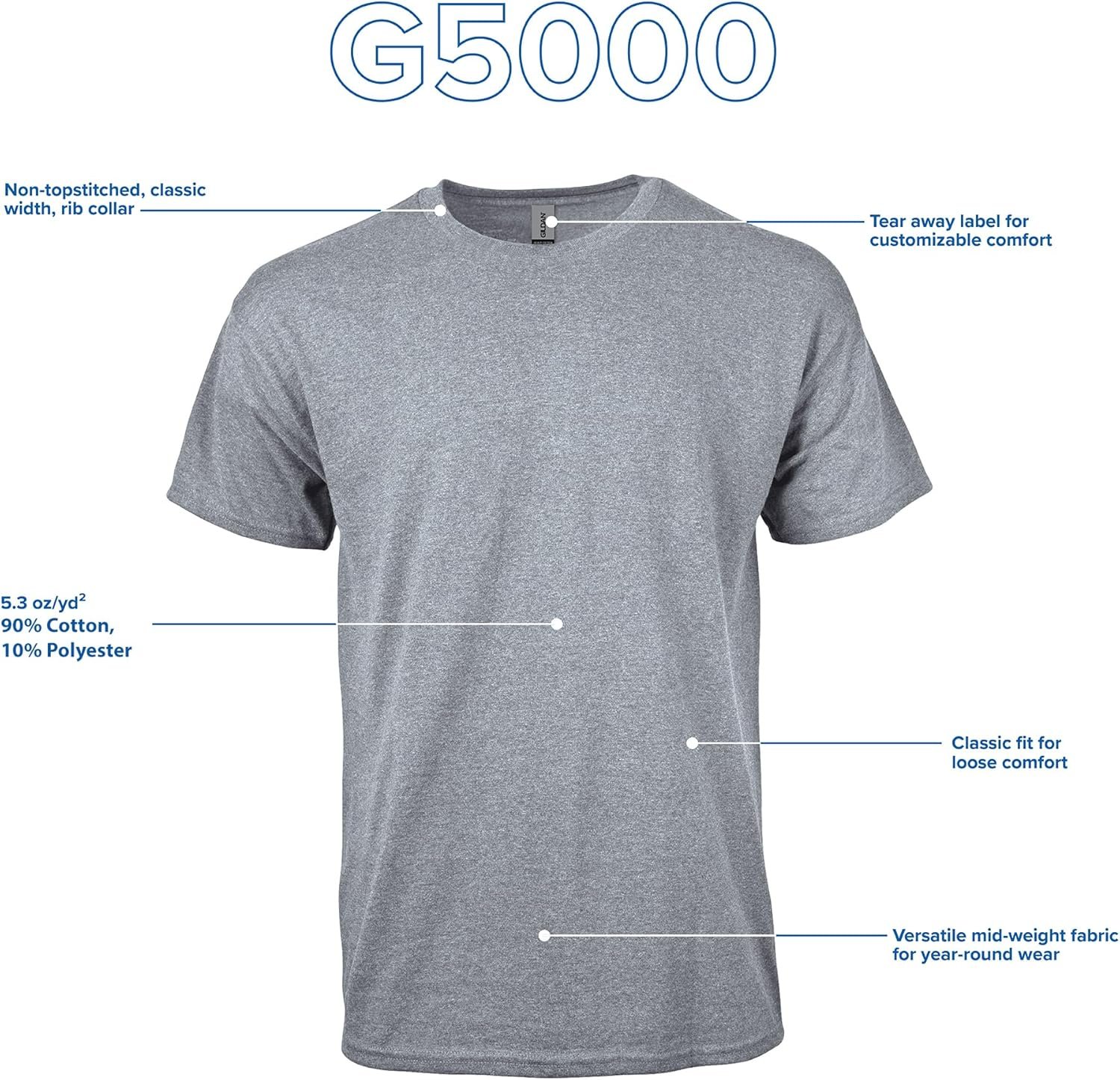 Gildan Adult Heavy Cotton T-Shirt, Style G5000, Multipack - Image 5