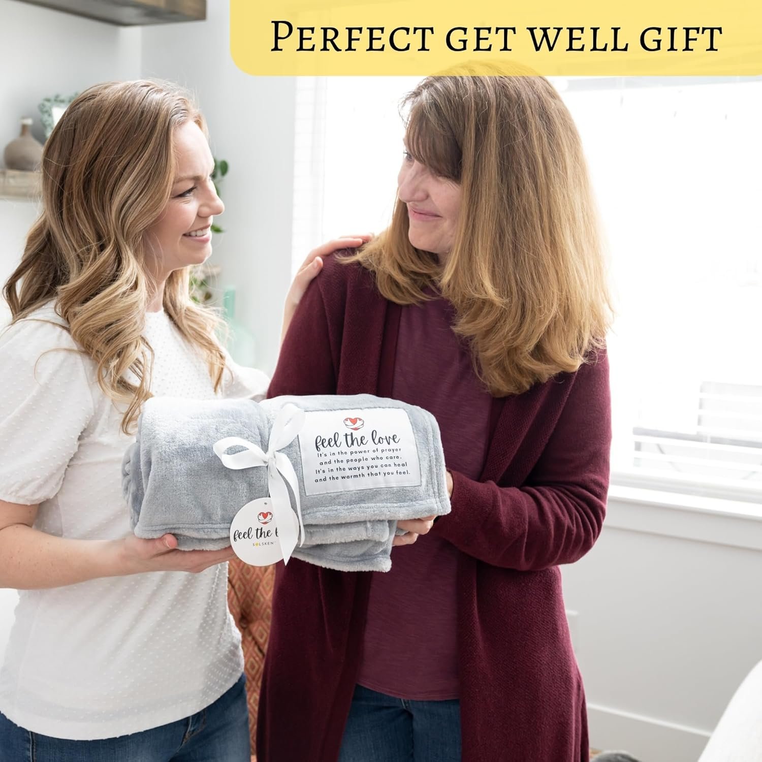 Get Well Blanket - Healing Blanket - Inspirational Blankets for Women/Men - Get Well Soon Gifts - Warm Hugs - Soft Fleece Throw Blanket - Strength - Healing Thoughts (Gray Fleece 50x65) - Image 3