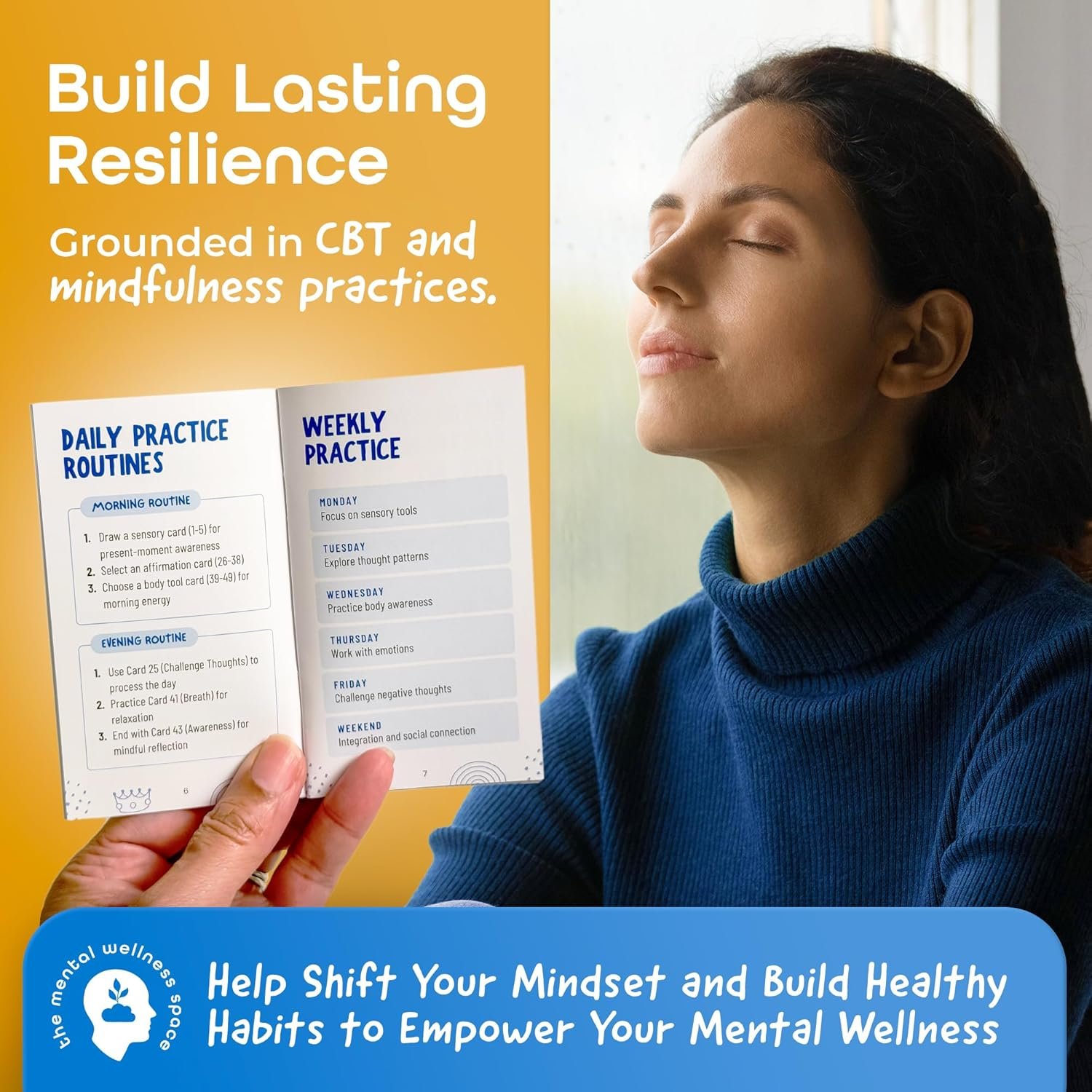 My Essential Self-Care Tools Card Deck, Mindfulness Cards for Promoting Mental Coping Skills & Calm, Resilience Building for Men/Women, 1 Deck/52 Pieces with Guidebook - Image 7