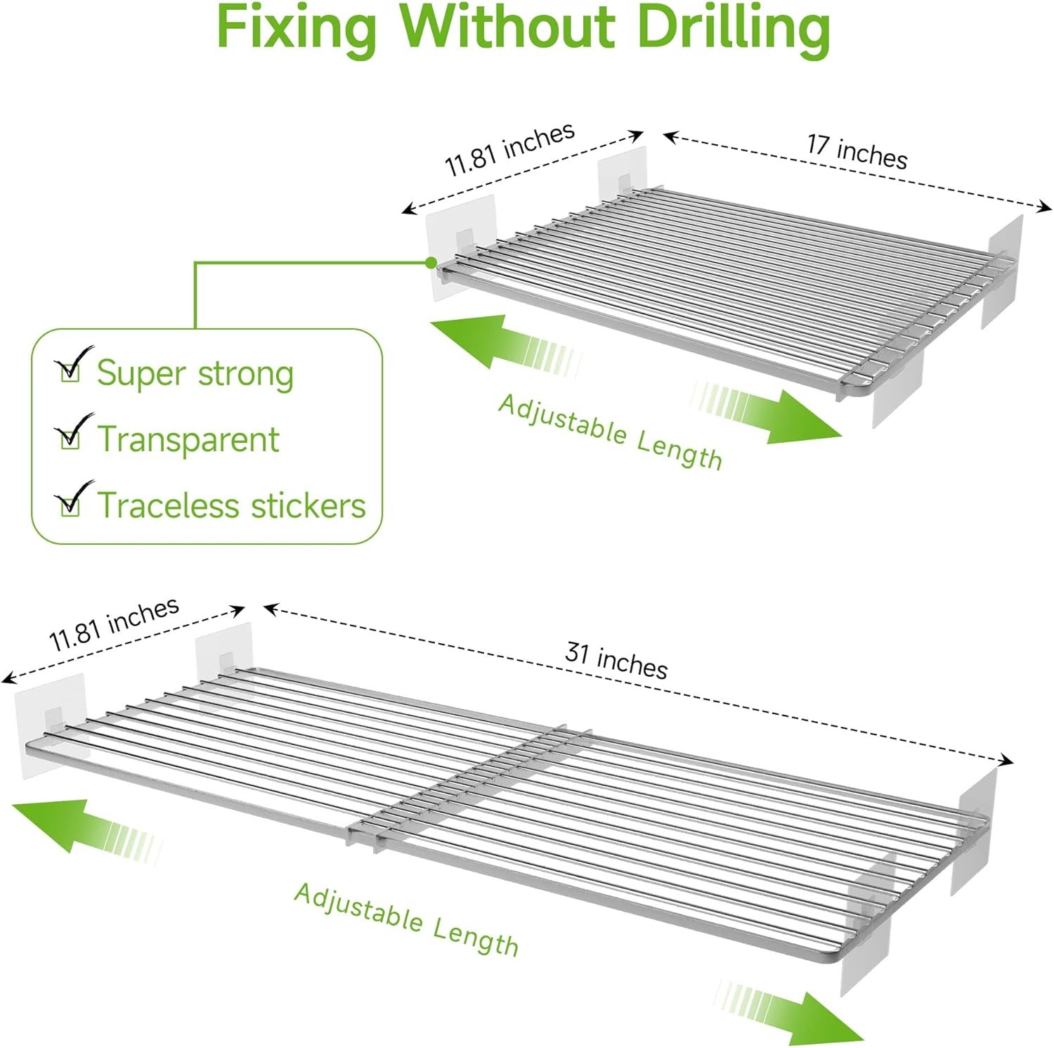 Expandable Closet Shelves Organizers, Adjustable Shelf for Cabinet Rack Storage Wardrobe Divider Shelving for Closets Pantry Cupboard Kitchen Large 1 Pack - Image 4