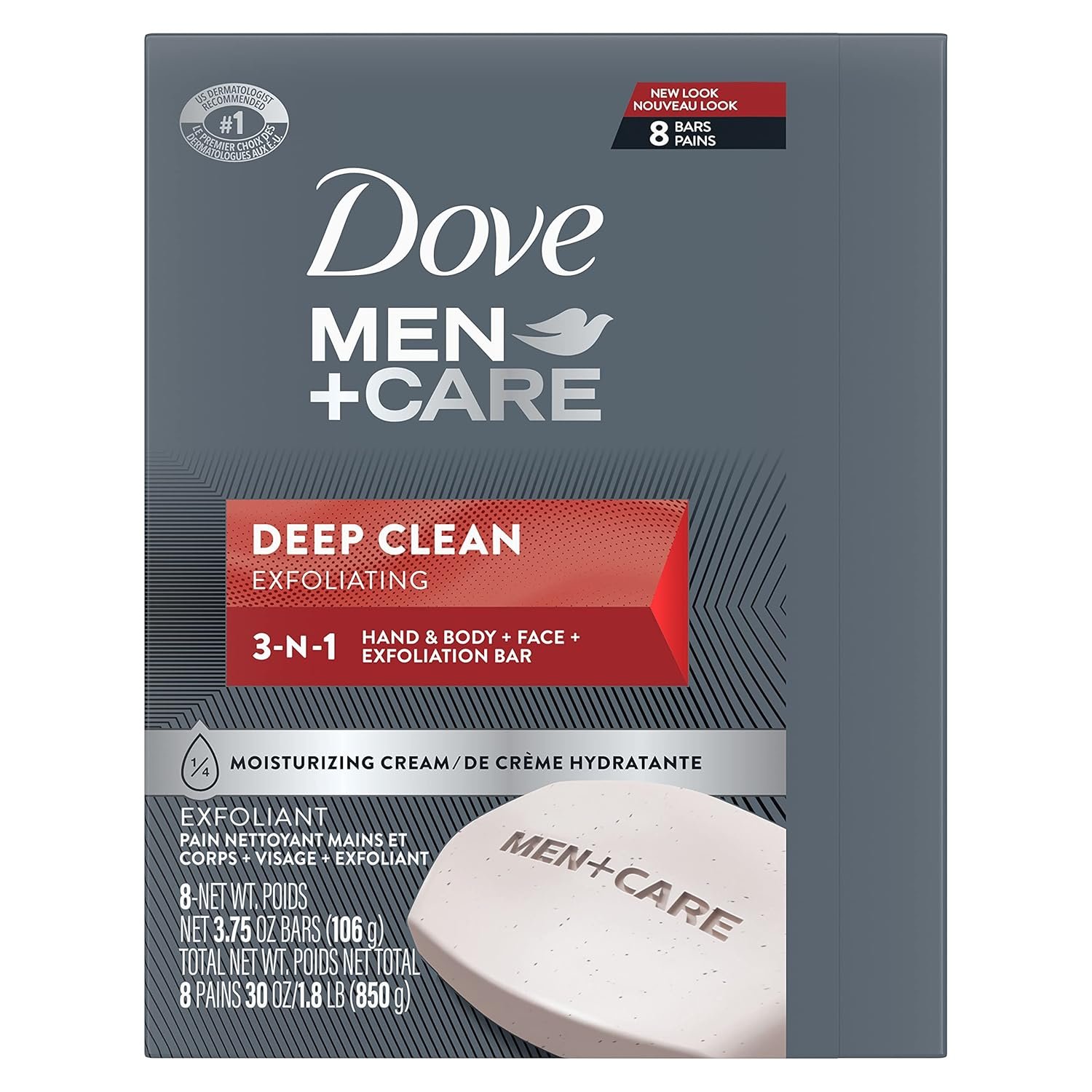 Dove Men+Care Men's Bar Soap Deep Clean 8 Bars More Moisturizing Than Bar Soap Effectively Washes Away Bacteria, Nourishes Your Skin 3.75 oz - Image 3