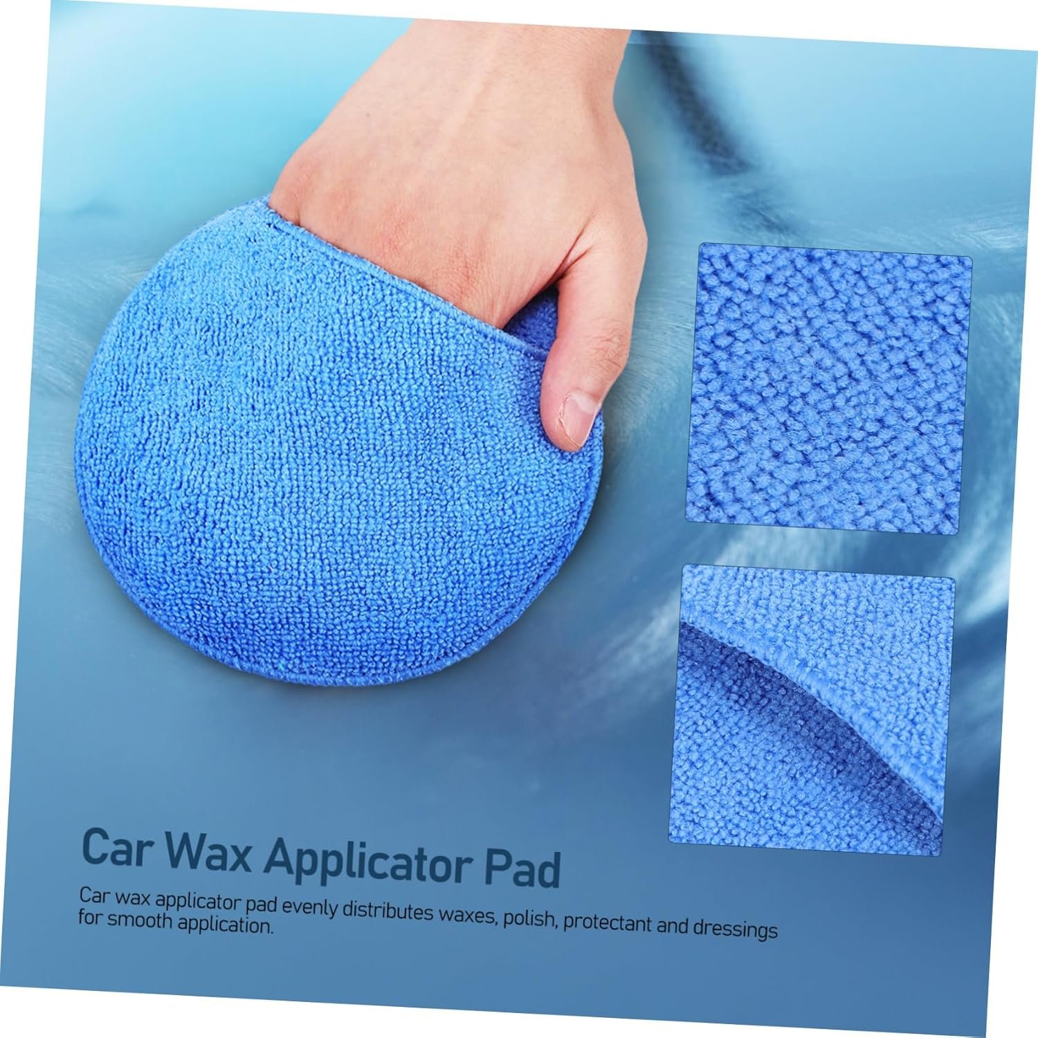 Wakauto 4Pcs Chenille Car Wash Sponge with Wax Applicator Pads Scratch Cleaning Sponges for Car Detailing Even Wax Distribution Reusable and Multi Purpose Cleaning Kit - Image 6