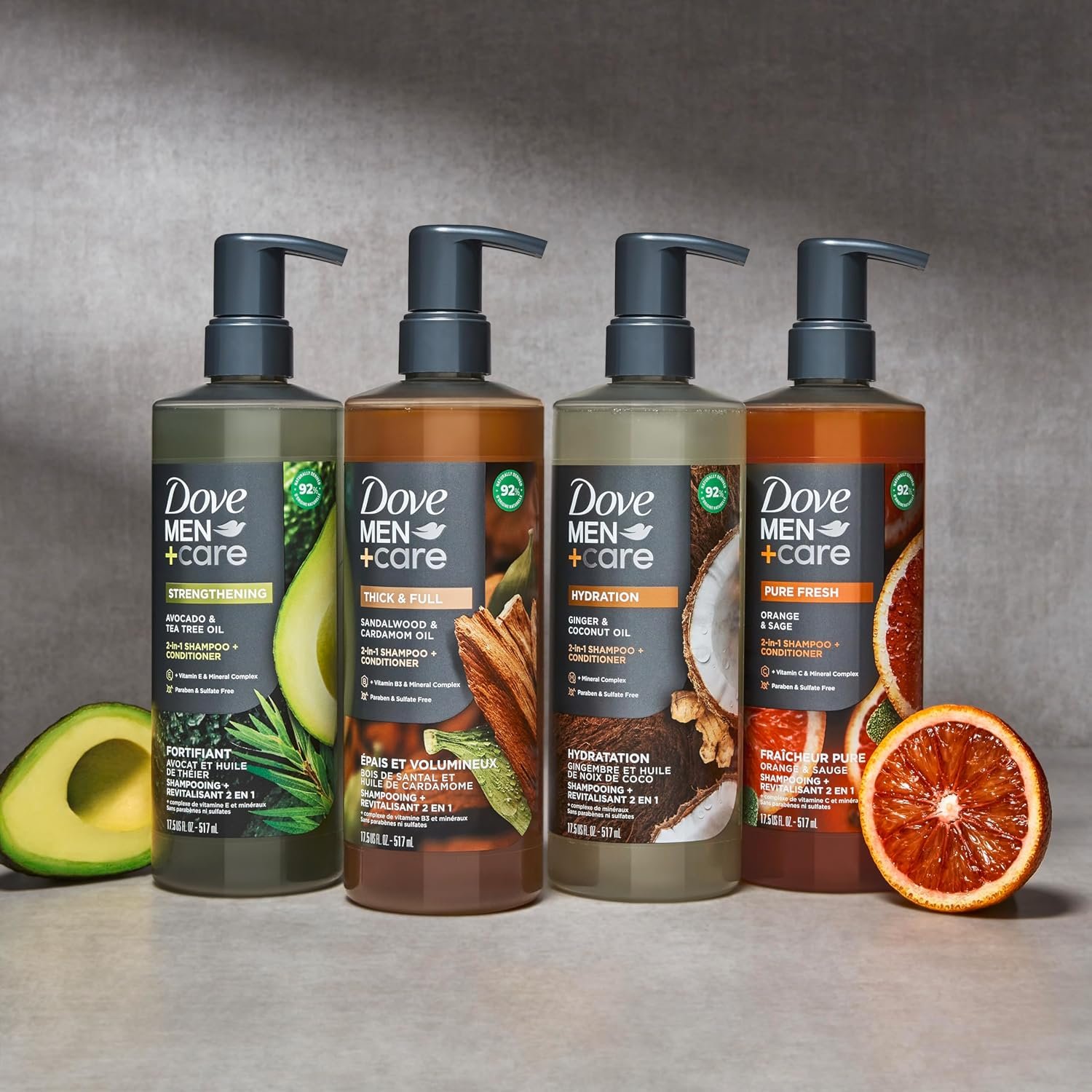 DOVE MEN + CARE 2-in-1 Shampoo + Conditioner Sandalwood & Cardamom Oil for Thick & Full Hair, + Vitamin B3 & Mineral Complex, 17.5 oz - Image 7