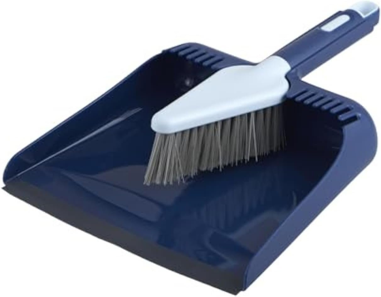 Casabella Wayclean Handheld Angled, Medium, Grey Dustpan and Brush Set, Green and Taupe - Image 2