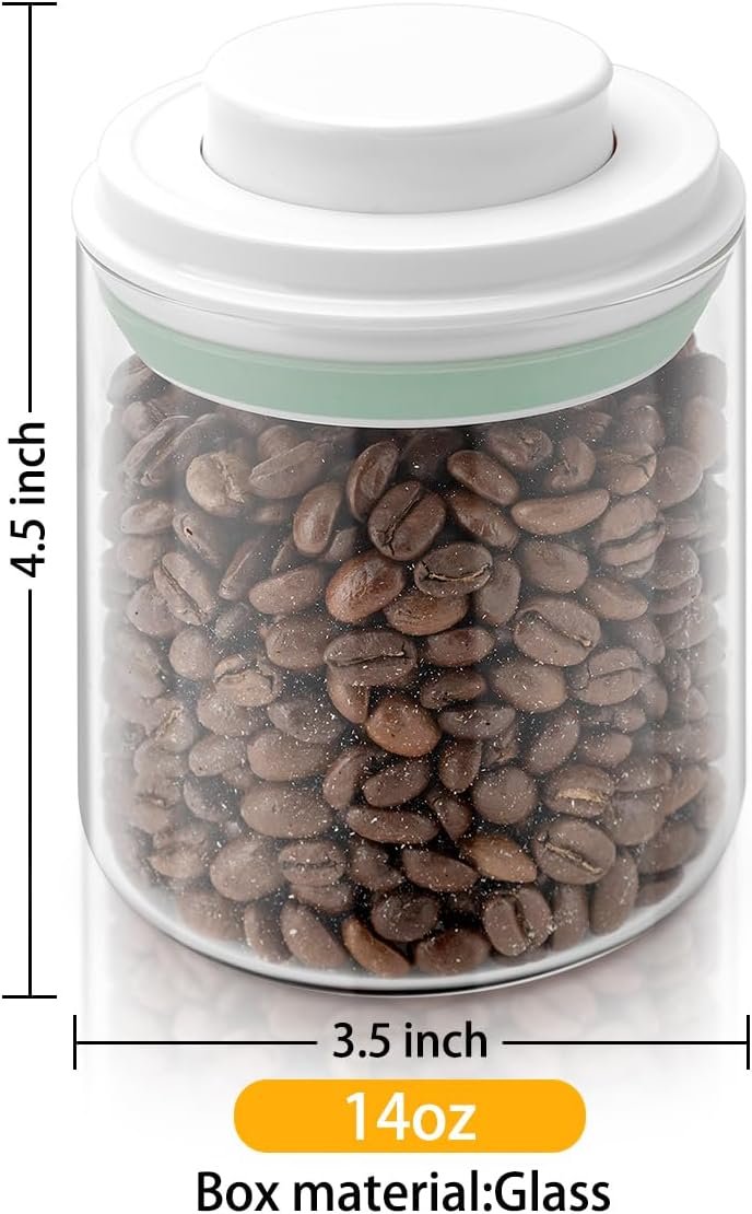 Glass Jar with POP Up Lid,Clear Round Glass Food Storage Containers(0.43qt / 14oz),air tight glass jar with spoon round,Storage for Milk Powder Coffee Candy Noodles Nuts for candy - Image 3