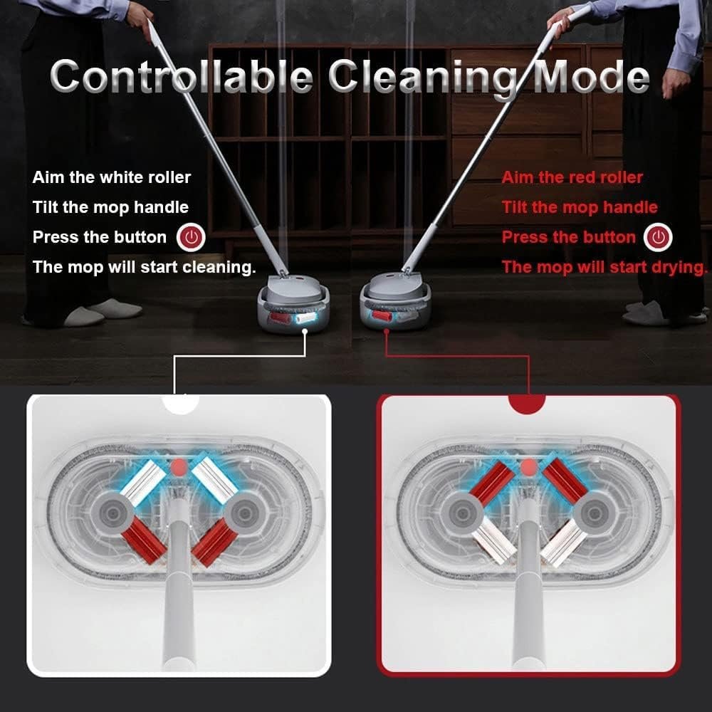 Cordless Electric Spin Mop Power Mop with 4 Floor Scrubber Pads/Automatic Cleaning Bucket/Water Sprayer,Lightweight & Rechargeable,Suitable for Wooden, Marble, Tile, Hardwood Floor. - Image 4