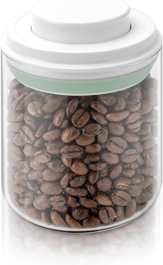 Glass Jar with POP Up Lid,Clear Round Glass Food Storage Containers(0.43qt / 14oz),air tight glass jar with spoon round,Storage for Milk Powder Coffee Candy Noodles Nuts for candy - Image 2