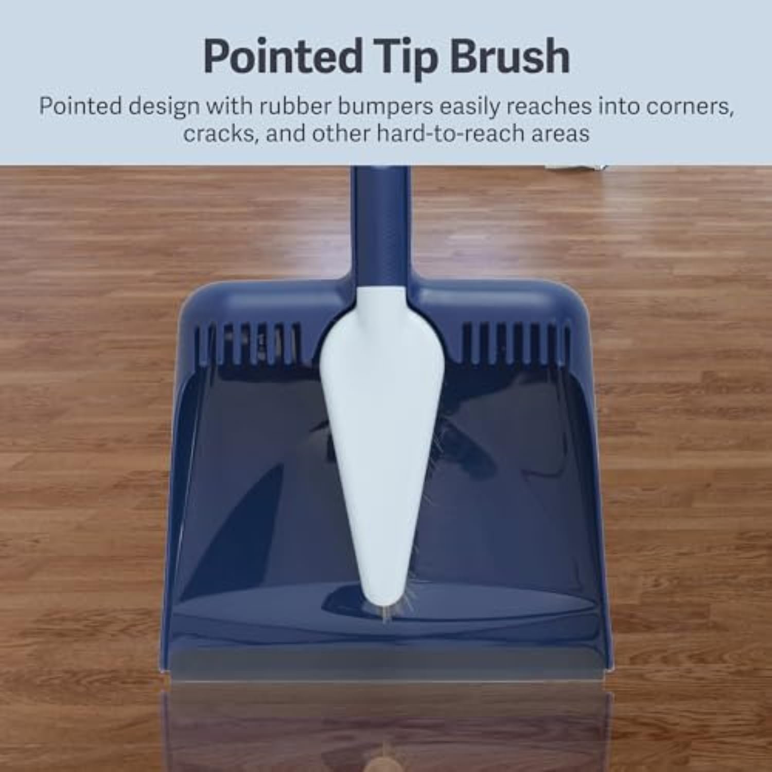 Casabella Wayclean Handheld Angled, Medium, Grey Dustpan and Brush Set, Green and Taupe - Image 3