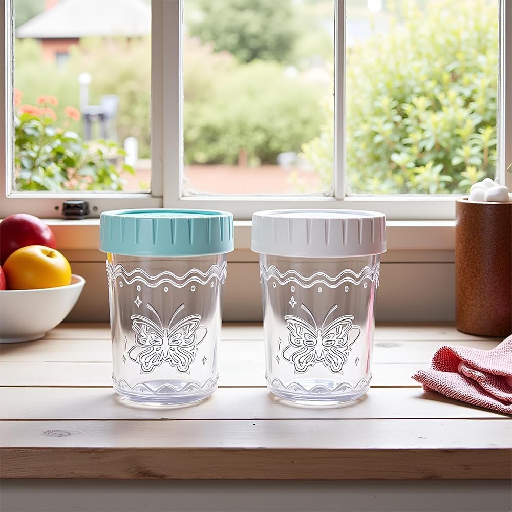 4-Pack 20oz Glass Jars with Lids, Wide Mouth Glass Salad jars, BPA free Mason jars with Airtight Lids, Food Storage Containers for Snacks, Yogurt, Fridge, Meal Prep, Salsd, Jar Déco(White) - Image 6