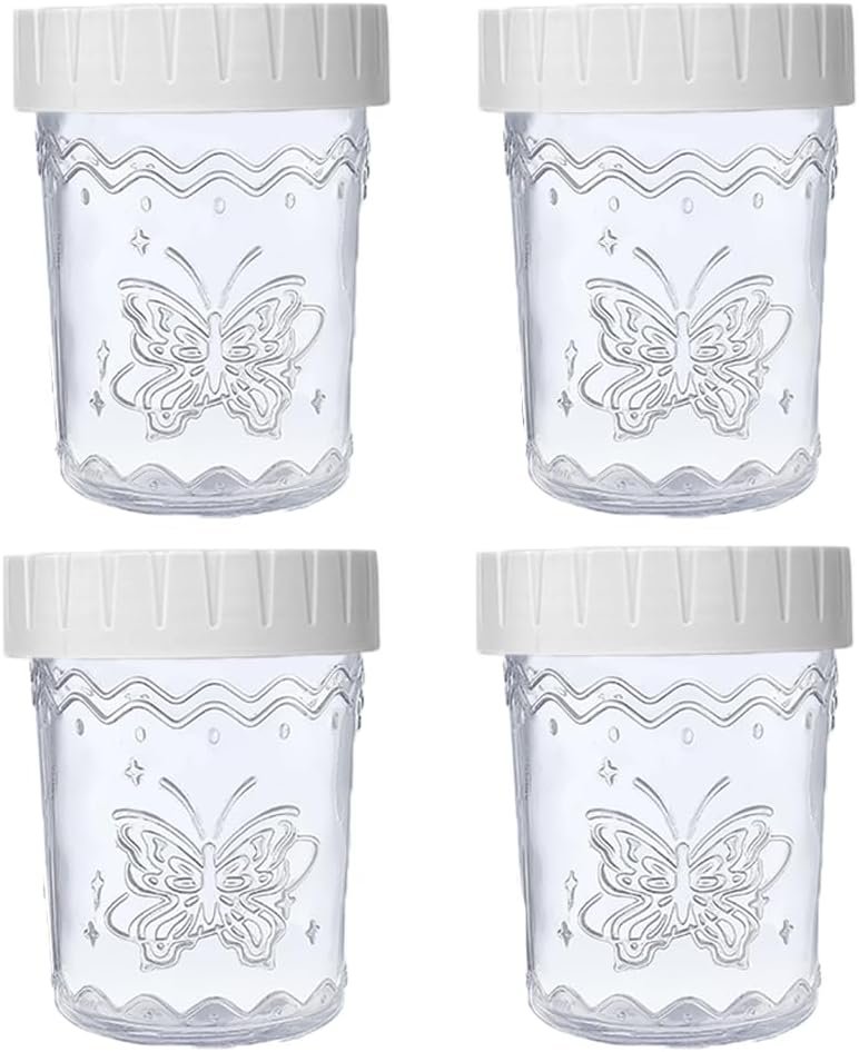 4-Pack 20oz Glass Jars with Lids, Wide Mouth Glass Salad jars, BPA free Mason jars with Airtight Lids, Food Storage Containers for Snacks, Yogurt, Fridge, Meal Prep, Salsd, Jar Déco(White) - Image 2