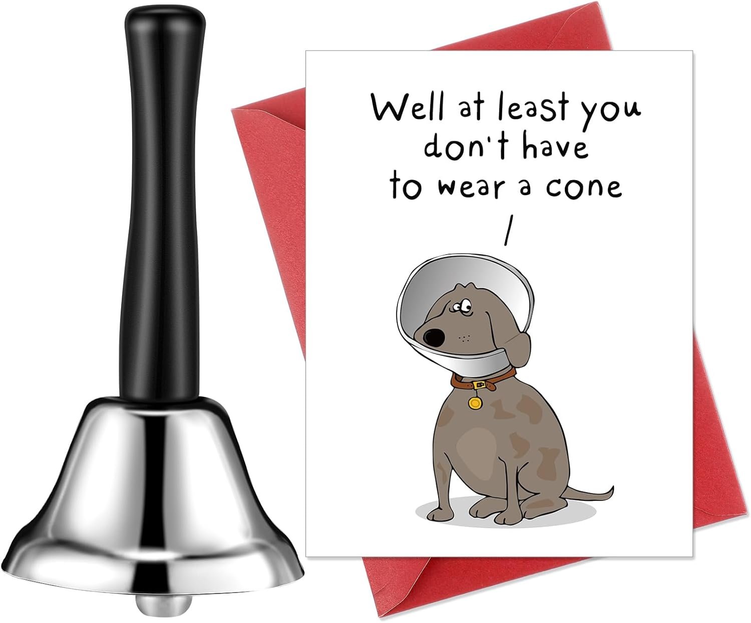 2 Pcs Funny Get Well Gifts for Women Men, After Surgery Recovery Gift Loud Hand Bell and Humor Speedy Surgery Recovery Card with Envelope for Him Her - Image 2