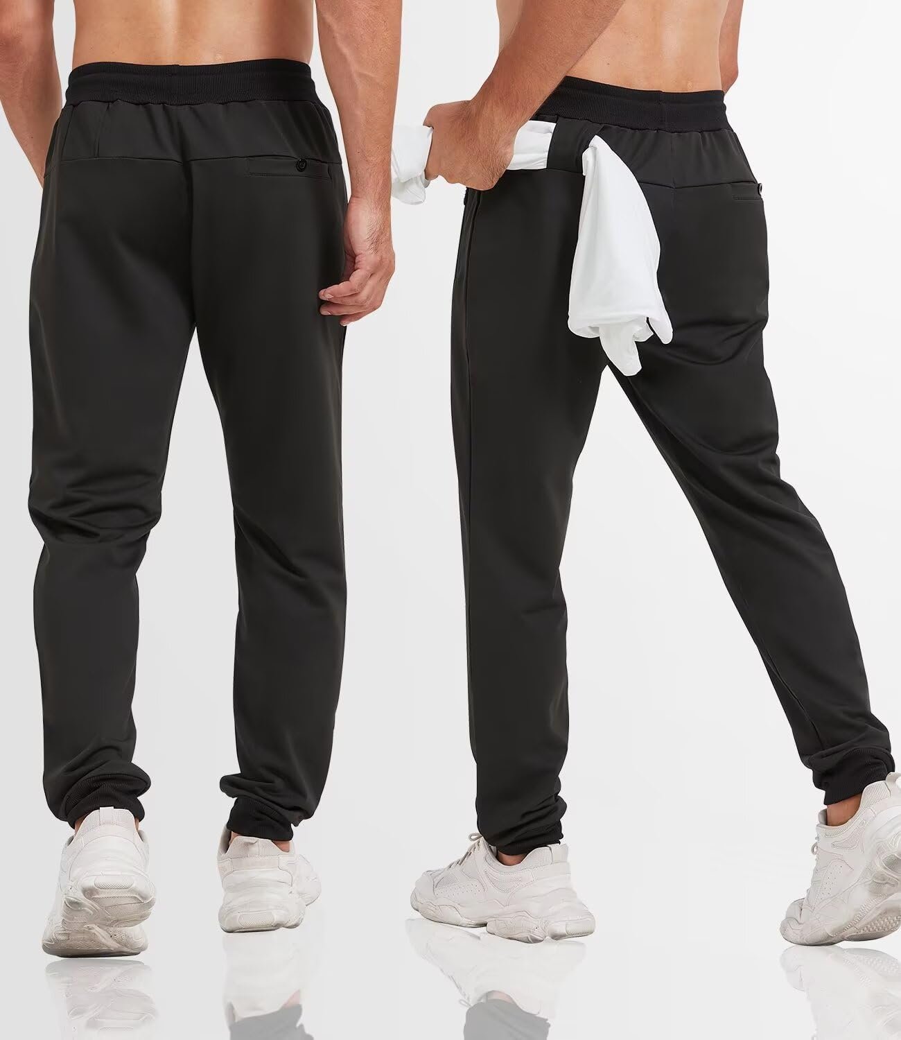 3 Pack Sweatpants for Men Tapered Mens Joggers Pants with Zip Pockets Slim Fit Running Gym Sweat Pants Gifts for Men - Image 3