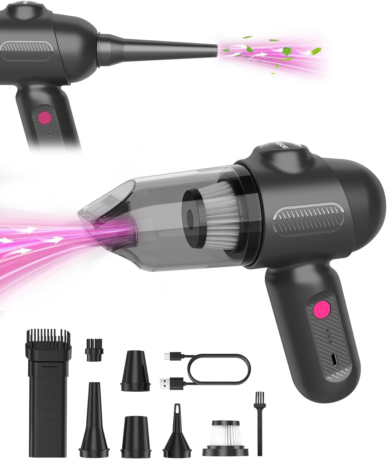 Car Vacuum V6 Pro, Cordless Handheld Vacuum with 8000Pa, Portable 4-in-1 Blowing and Suction Function Mini Vacuum Cleaner Air Duster Suitable for Quick Cleaning of Small Areas,Car,Office,Home,PC - Image 2