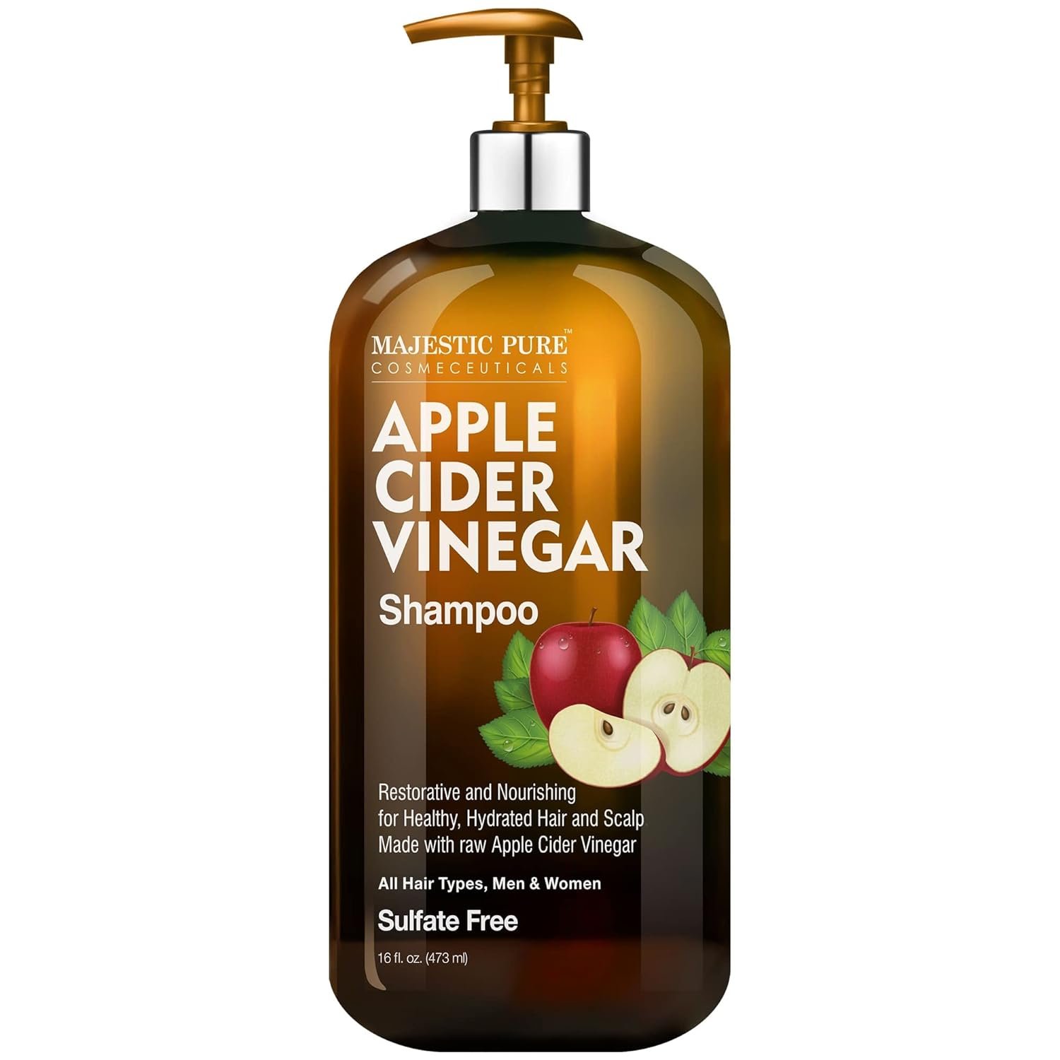 Majestic Pure Apple Cider Vinegar Shampoo - Restores Shine & Reduces Itchy Scalp, Dandruff & Frizz - Sulfate Free, for All Hair Types, Men and Women - 16 fl oz - Image 2