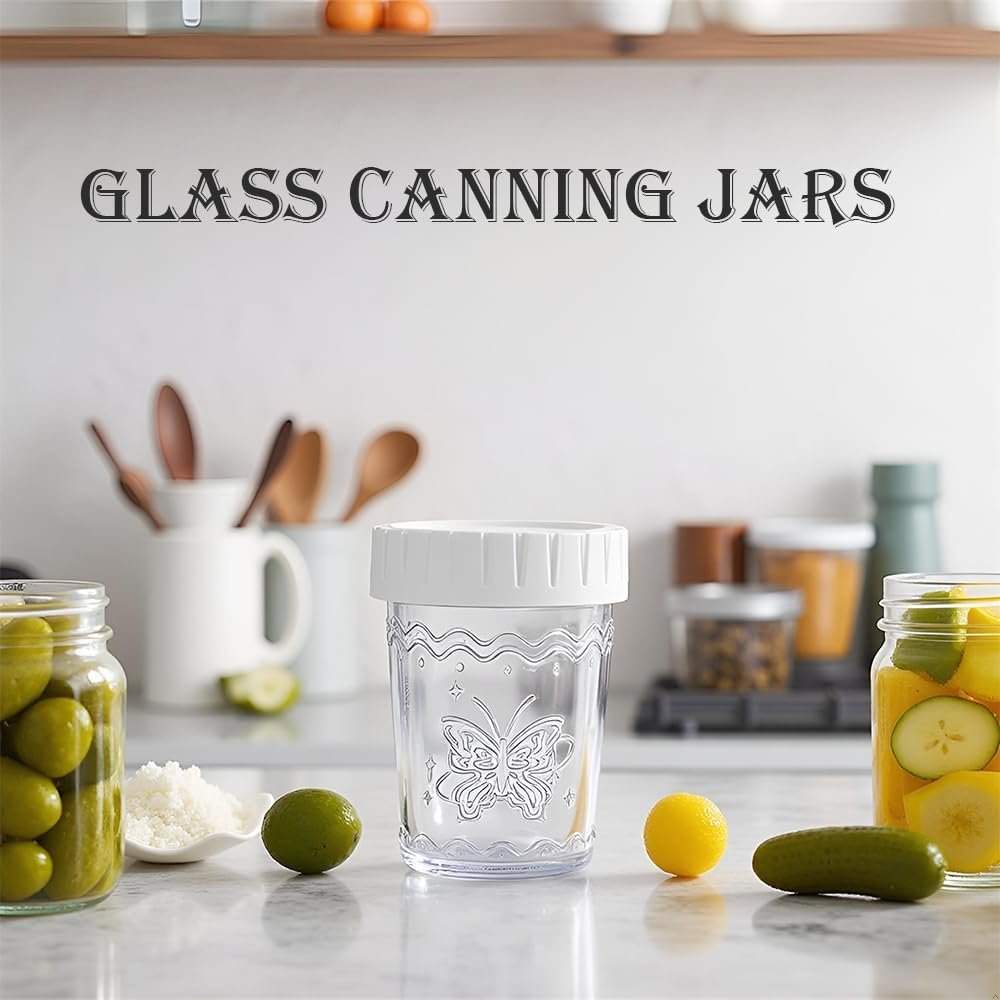 4-Pack 20oz Glass Jars with Lids, Wide Mouth Glass Salad jars, BPA free Mason jars with Airtight Lids, Food Storage Containers for Snacks, Yogurt, Fridge, Meal Prep, Salsd, Jar Déco(White) - Image 5