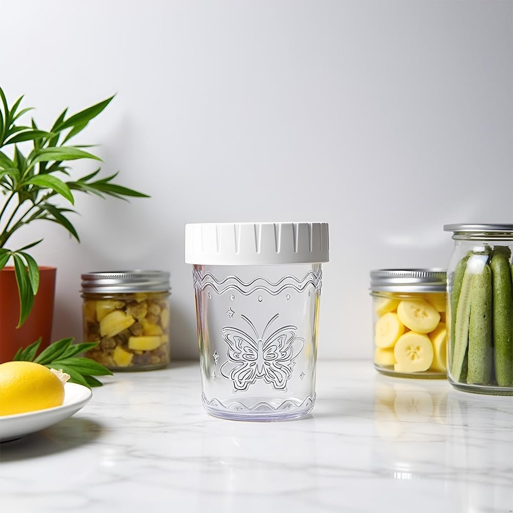 4-Pack 20oz Glass Jars with Lids, Wide Mouth Glass Salad jars, BPA free Mason jars with Airtight Lids, Food Storage Containers for Snacks, Yogurt, Fridge, Meal Prep, Salsd, Jar Déco(White) - Image 9