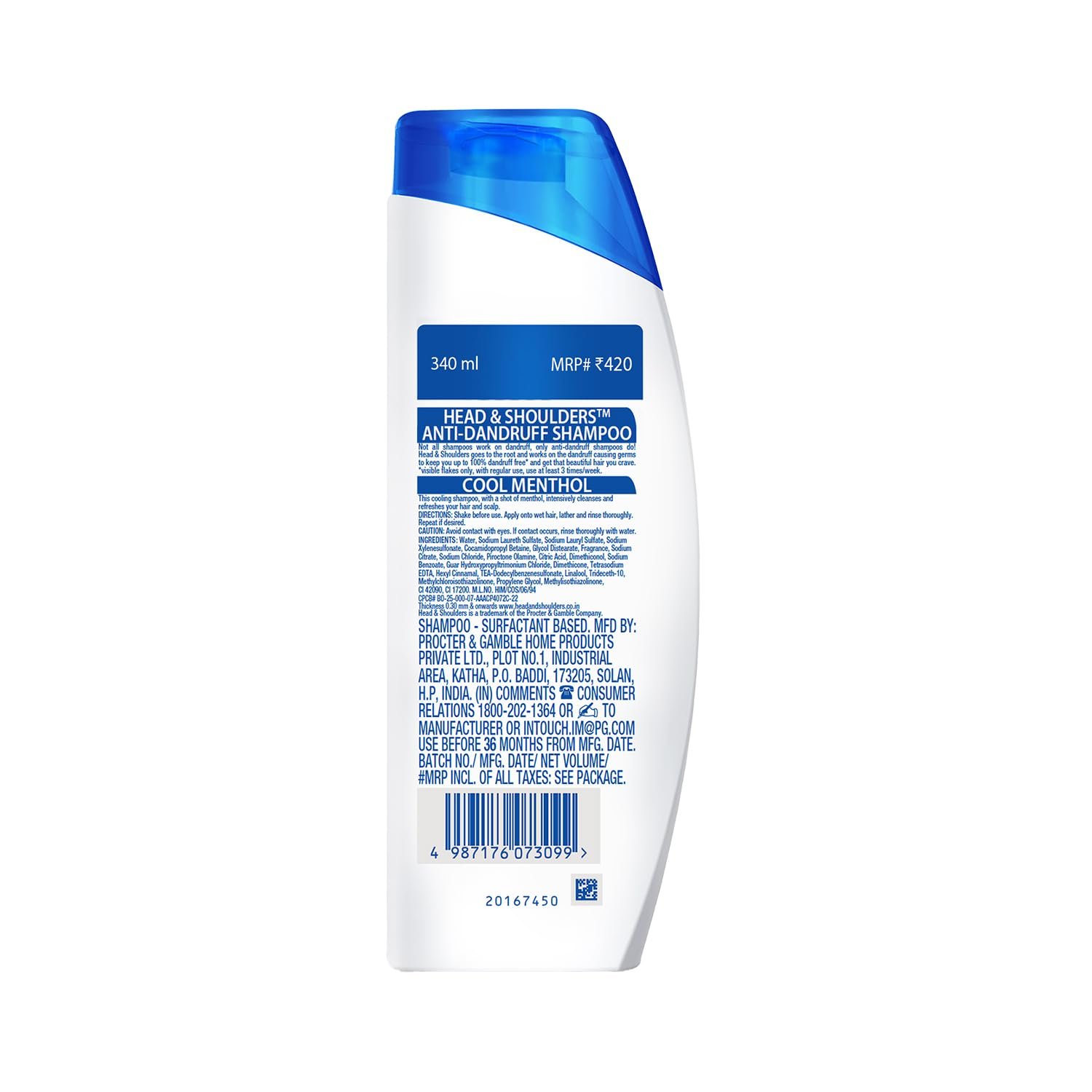 Head & Shoulders Anti Dandruff Cool Menthol Shampoo, 340ml - Image 12