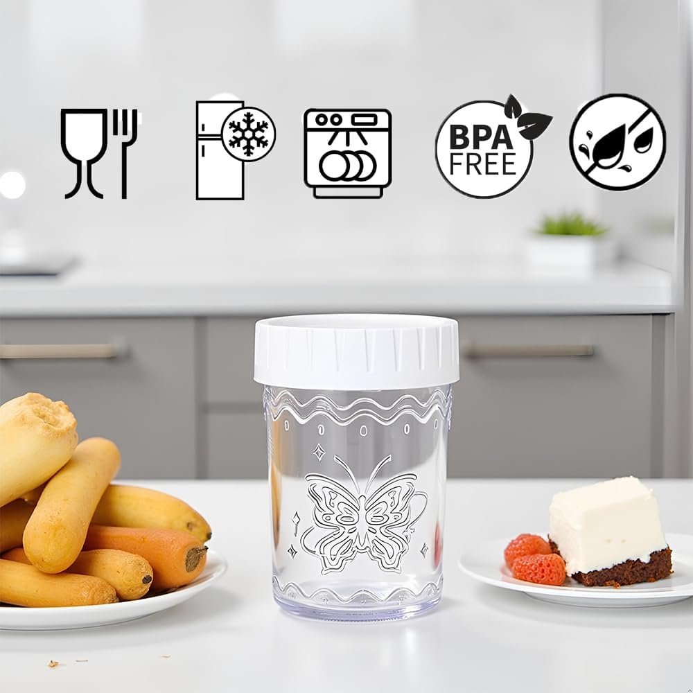 4-Pack 20oz Glass Jars with Lids, Wide Mouth Glass Salad jars, BPA free Mason jars with Airtight Lids, Food Storage Containers for Snacks, Yogurt, Fridge, Meal Prep, Salsd, Jar Déco(White) - Image 4