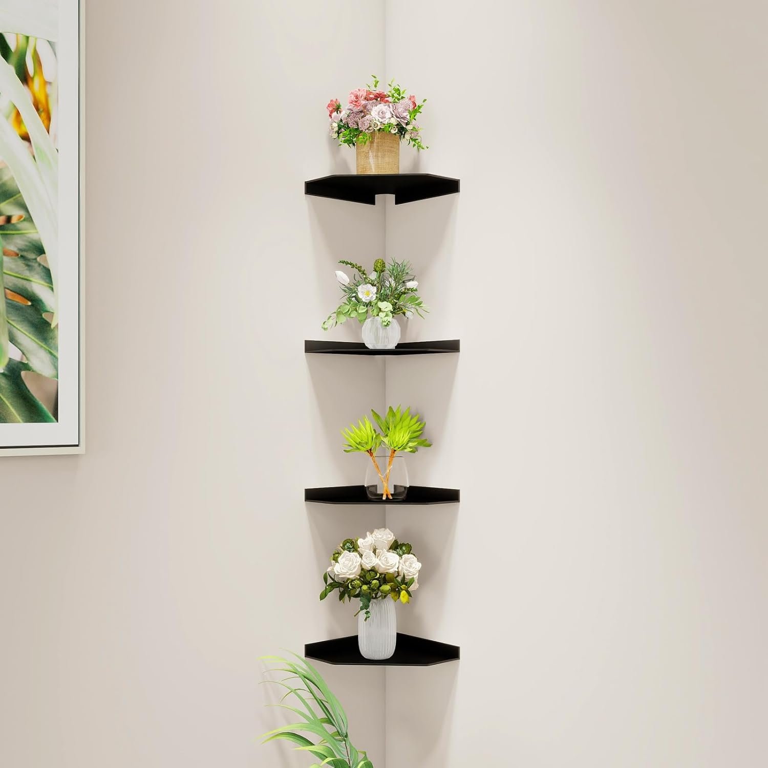 6 Inch Corner Shelf Wall Mounted, Black Corner Shelf for Bathroom, Kitchen, Living Room – Aluminum Alloy Organizer for TV Accessories, Speakers, Cable Box, Game Console, Floating Shelves - Image 6