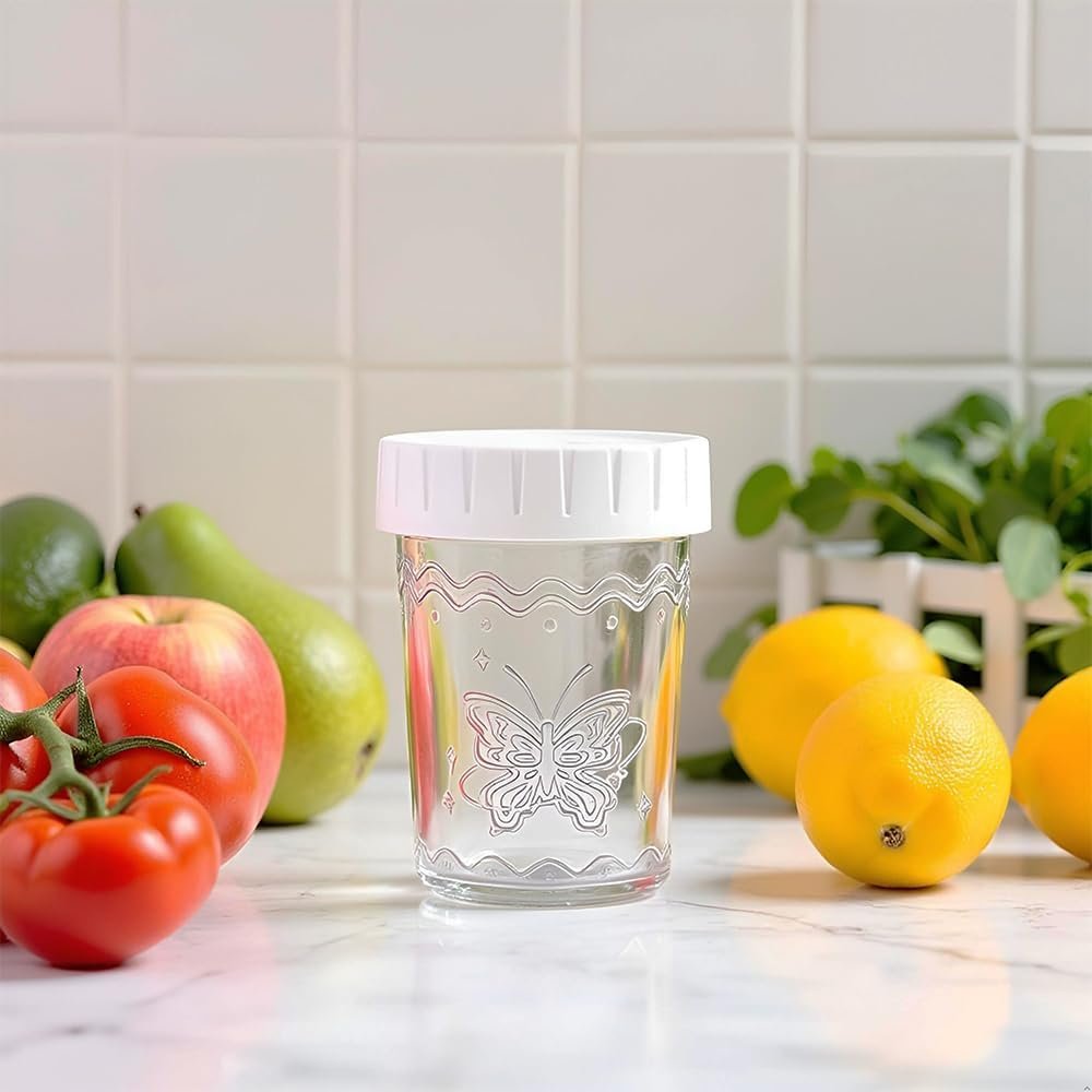 4-Pack 20oz Glass Jars with Lids, Wide Mouth Glass Salad jars, BPA free Mason jars with Airtight Lids, Food Storage Containers for Snacks, Yogurt, Fridge, Meal Prep, Salsd, Jar Déco(White) - Image 8