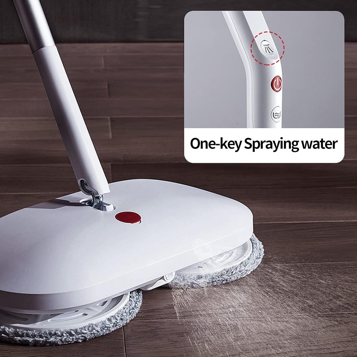 Cordless Electric Spin Mop Power Mop with 4 Floor Scrubber Pads/Automatic Cleaning Bucket/Water Sprayer,Lightweight & Rechargeable,Suitable for Wooden, Marble, Tile, Hardwood Floor. - Image 7