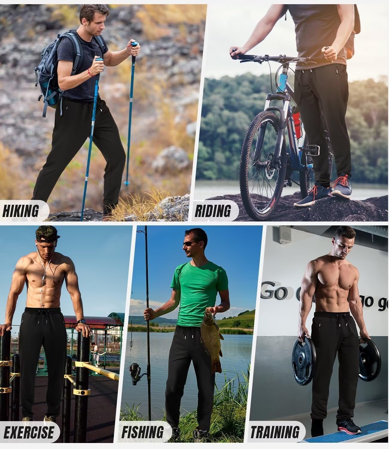 3 Pack Sweatpants for Men Tapered Mens Joggers Pants with Zip Pockets Slim Fit Running Gym Sweat Pants Gifts for Men - Image 7