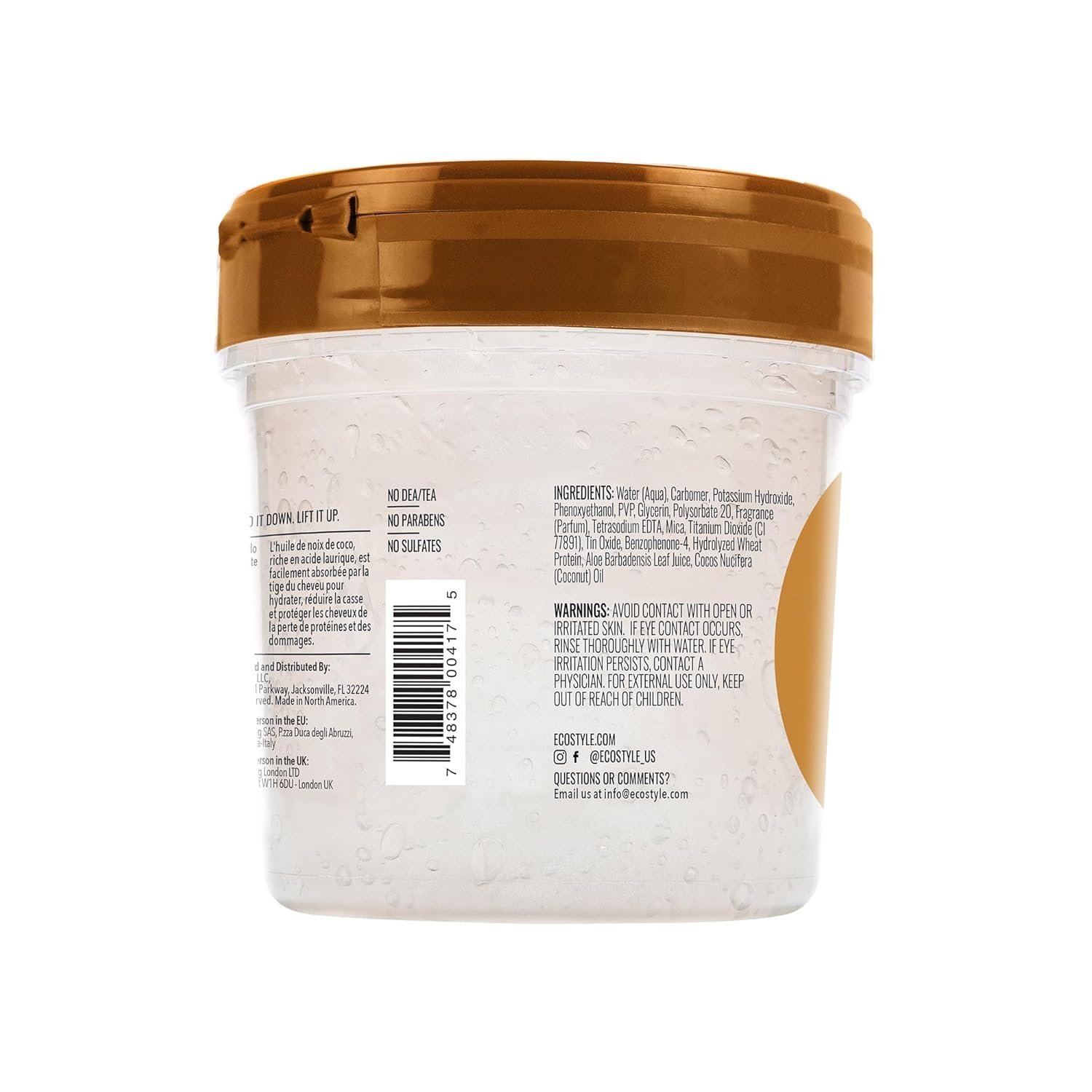 Eco Style Coconut Oil Styling Gel - Adds Luster and Moisturizes Hair - Weightless Styling and Superior Hold - Prevents Breakage and Split Ends - Promotes Scalp Health - Ideal for all Hair - 8 oz - Image 3