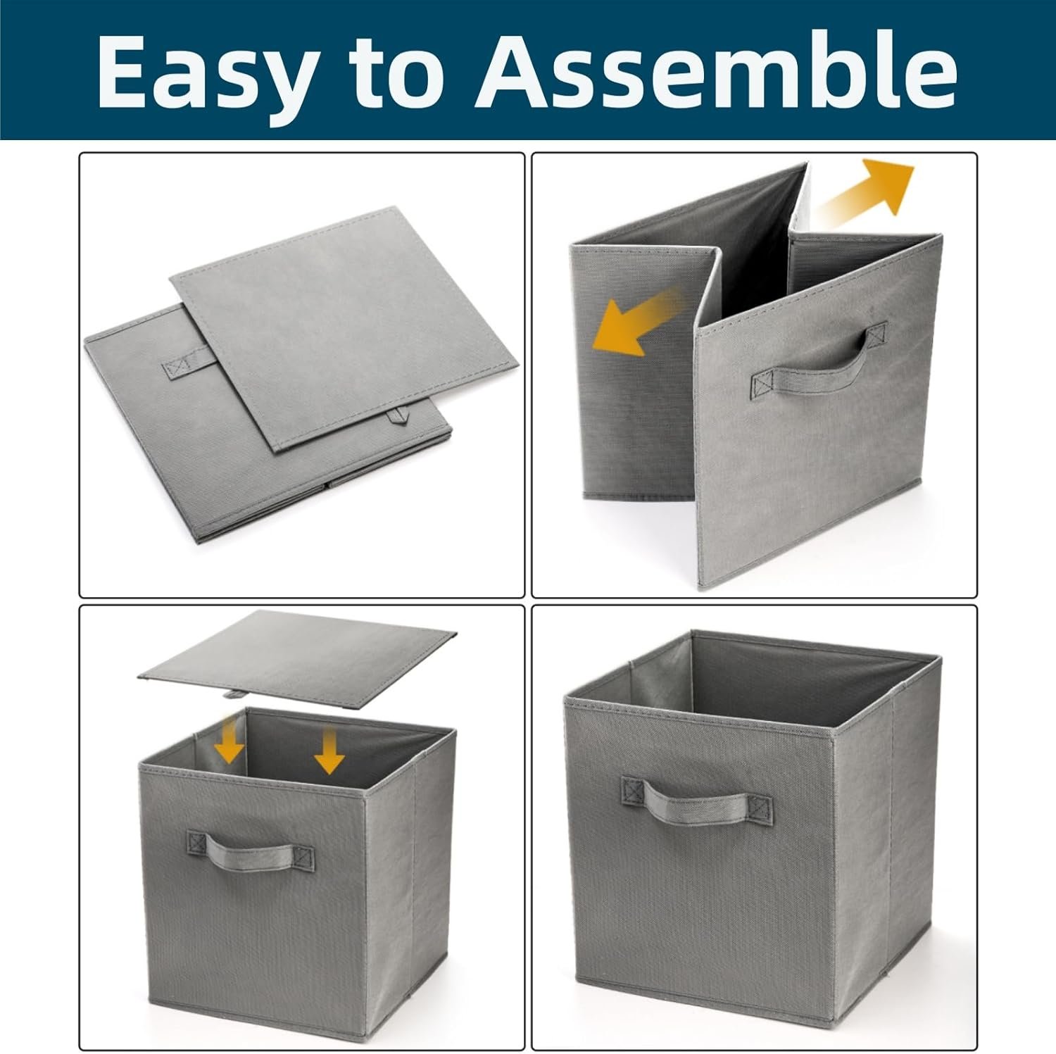 9 Pack Cube Storage Bins, 11 Inch Collapsible Fabric Storage Baskets, Multi Colored Storage Cubes with Handles, Foldable Cube Drawer for Home, Closet, Shelves, Toys Organization - Image 5