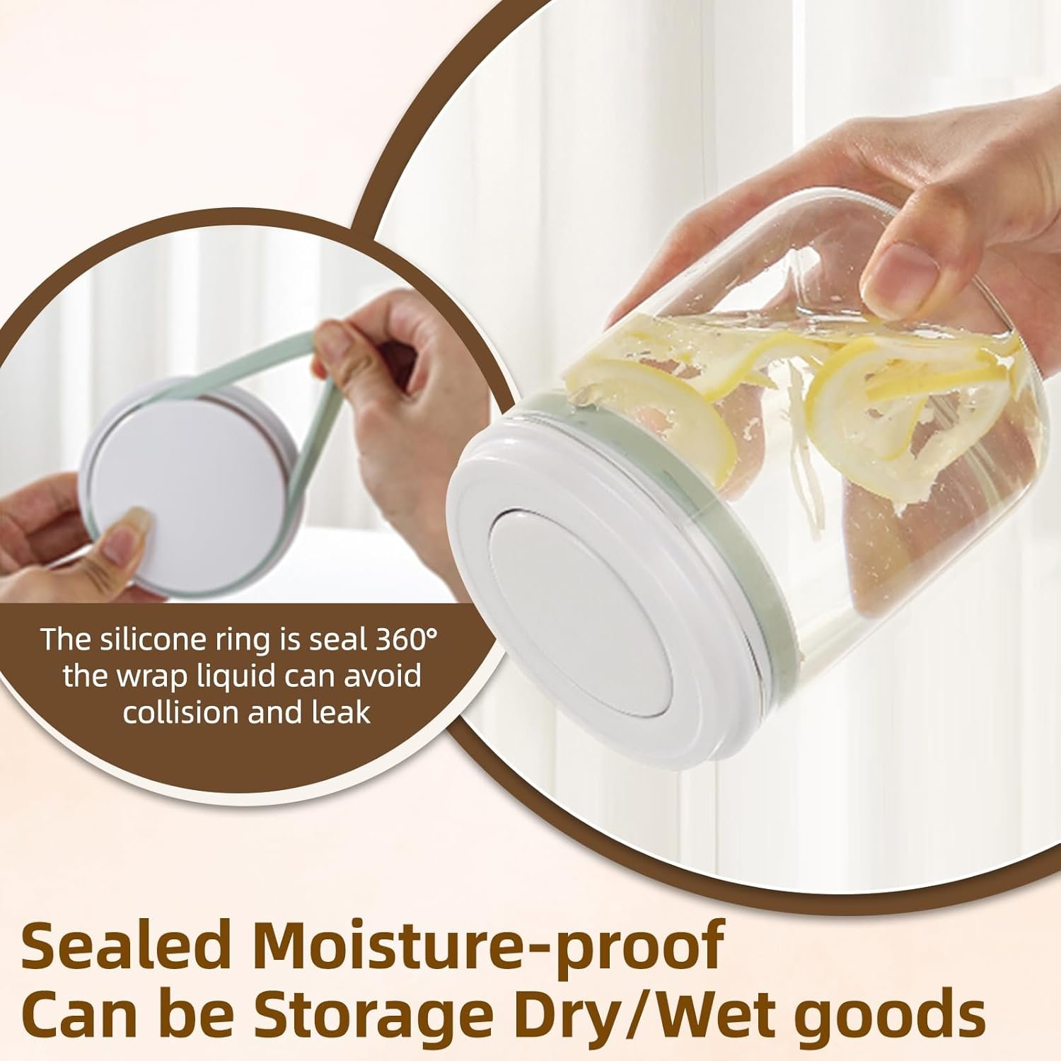 Glass Jar with POP Up Lid,Clear Round Glass Food Storage Containers(0.43qt / 14oz),air tight glass jar with spoon round,Storage for Milk Powder Coffee Candy Noodles Nuts for candy - Image 4