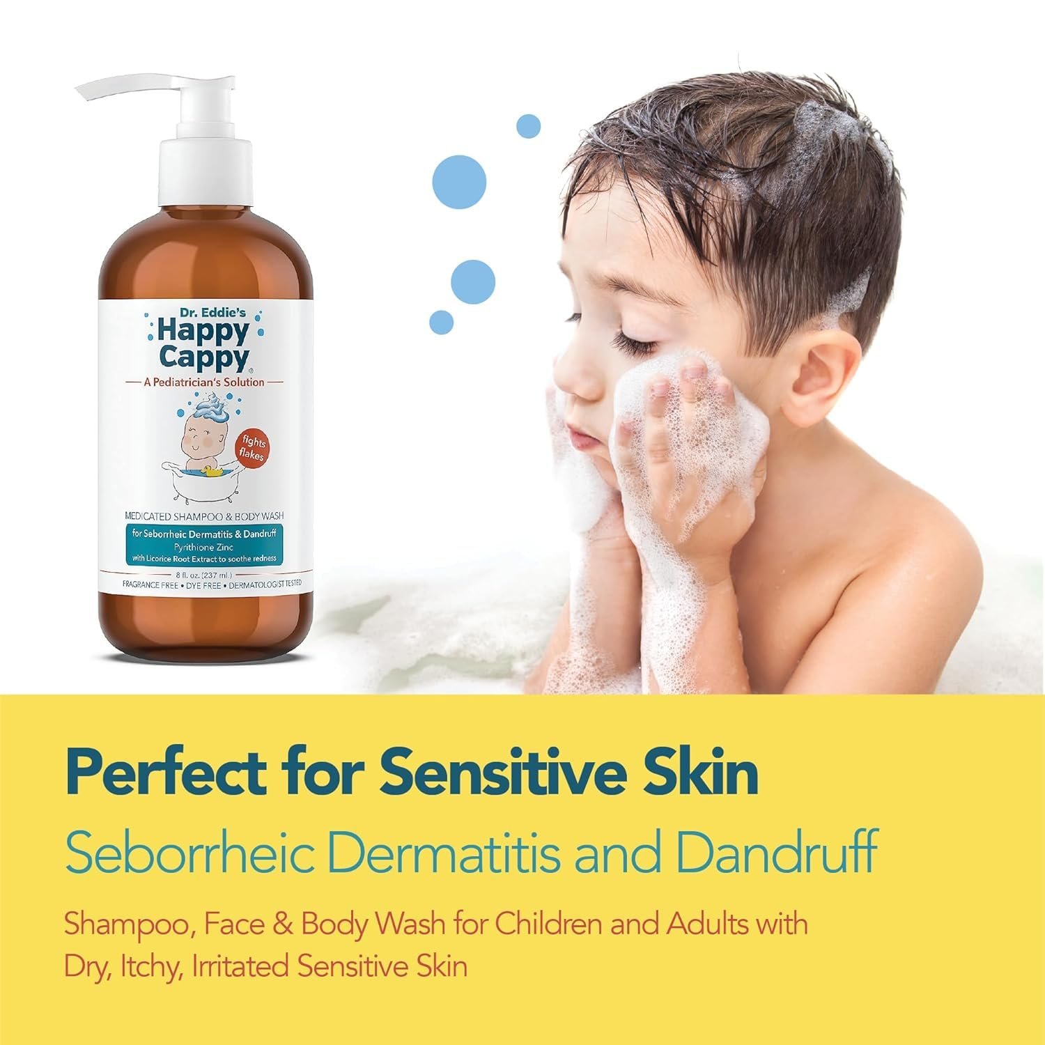 Happy Cappy Cradle Cap Medicated Shampoo and Body Wash with Comb - Baby Dandruff Shampoo, Helps Infants with Seborrheic Dermatitis, Reduces Flakes, Dermatologist Tested, Fragrance Free - 8 fl oz - Image 6