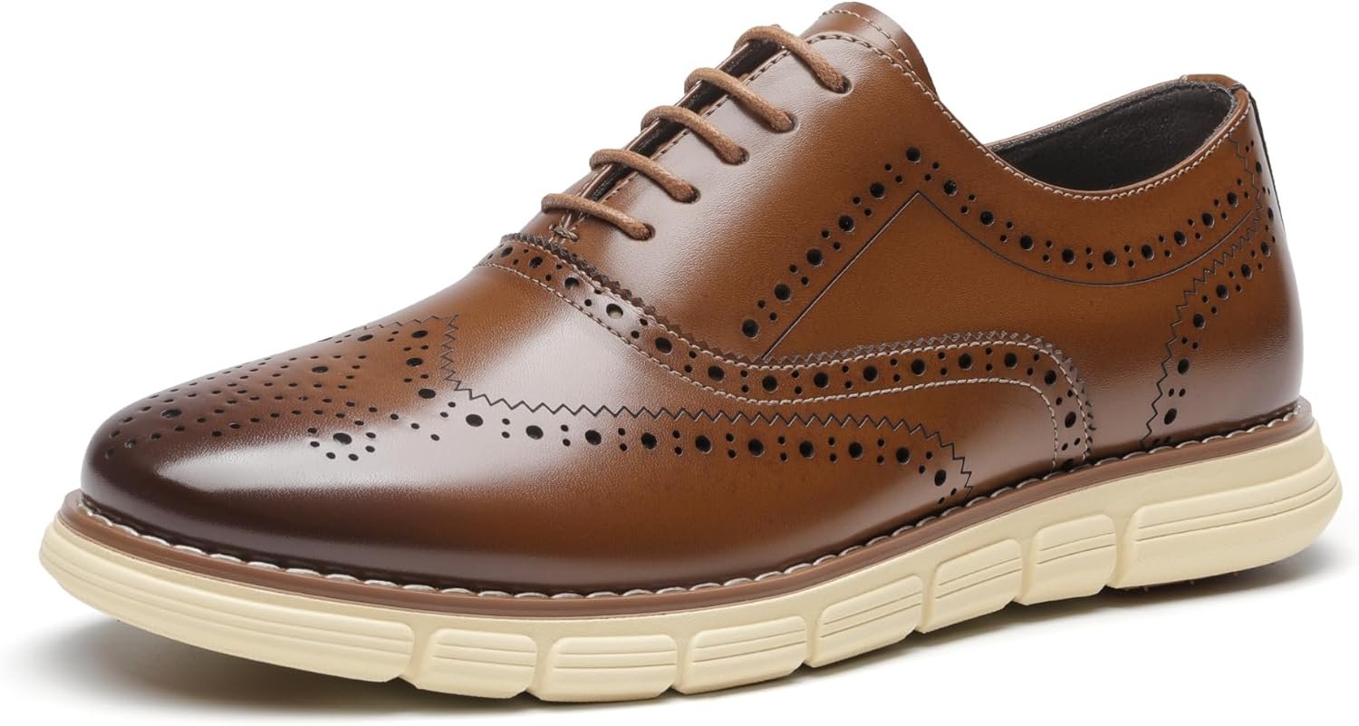 Bruno Marc Men's Crossflex Dress Sneakers Wingtip Derby Casual Oxford Formal Shoes - Image 2
