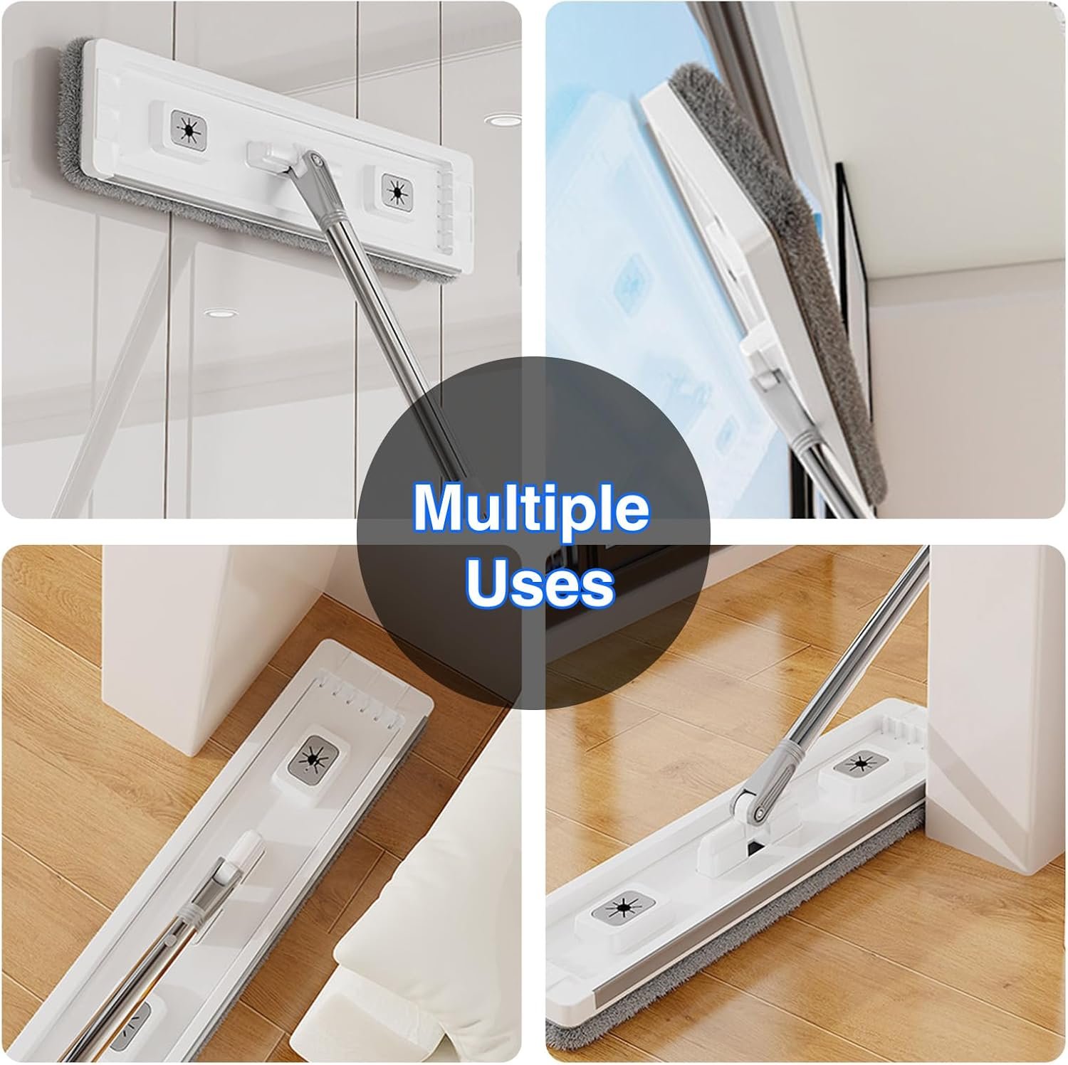 Flat Mop and Bucket System with 4-Mode Wash & Dry,Compact Hands-Free Mop and Bucket with Wringer Set Separate Dirty Water,Mops and Buckets Set for Floor,Wall,Window Cleaning with 4 Microfiber Pads - Image 8