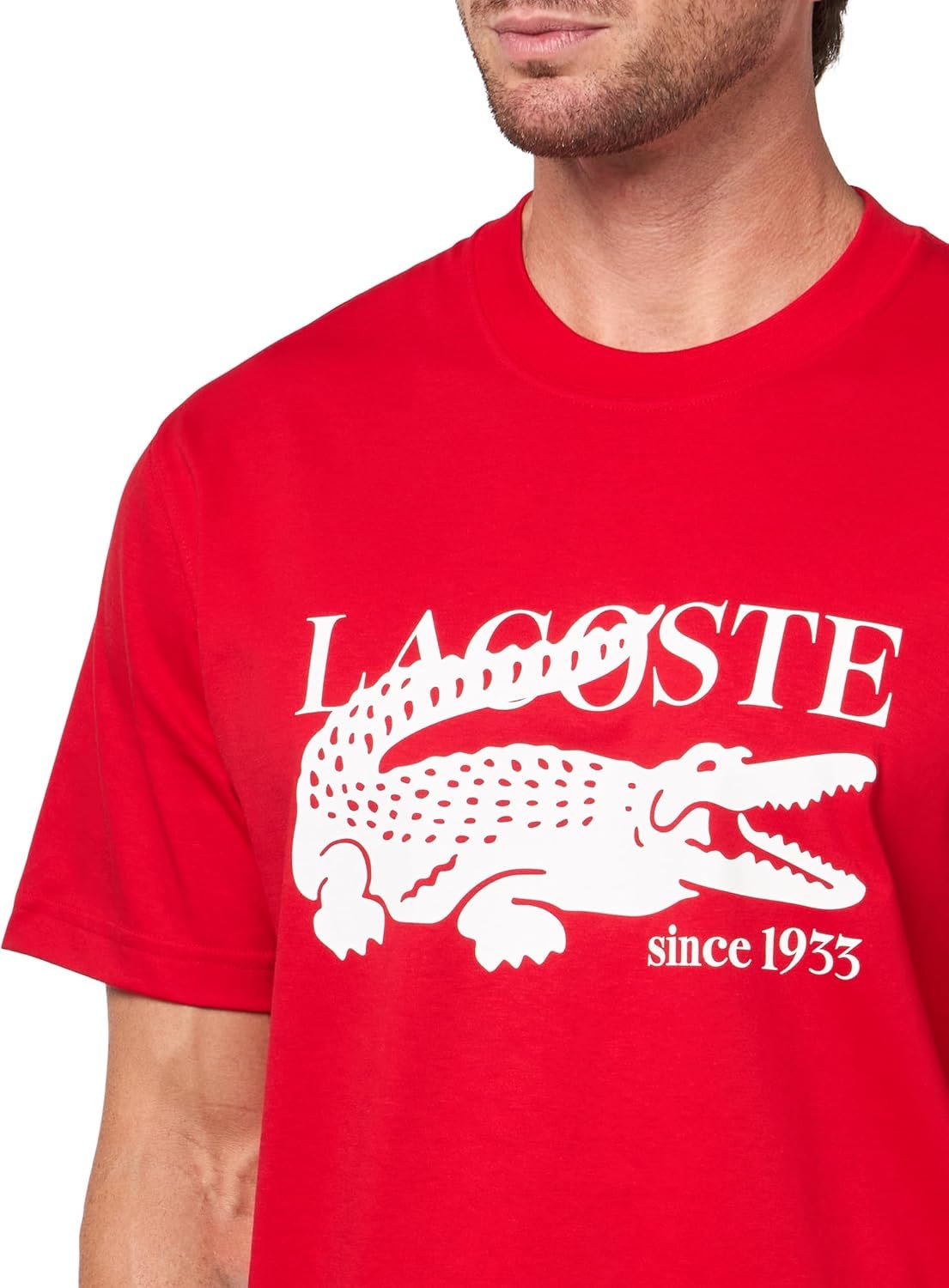 Lacoste Mens Crew Neck Short Sleeve Classic Fit Branding T-Shirt - Image 4