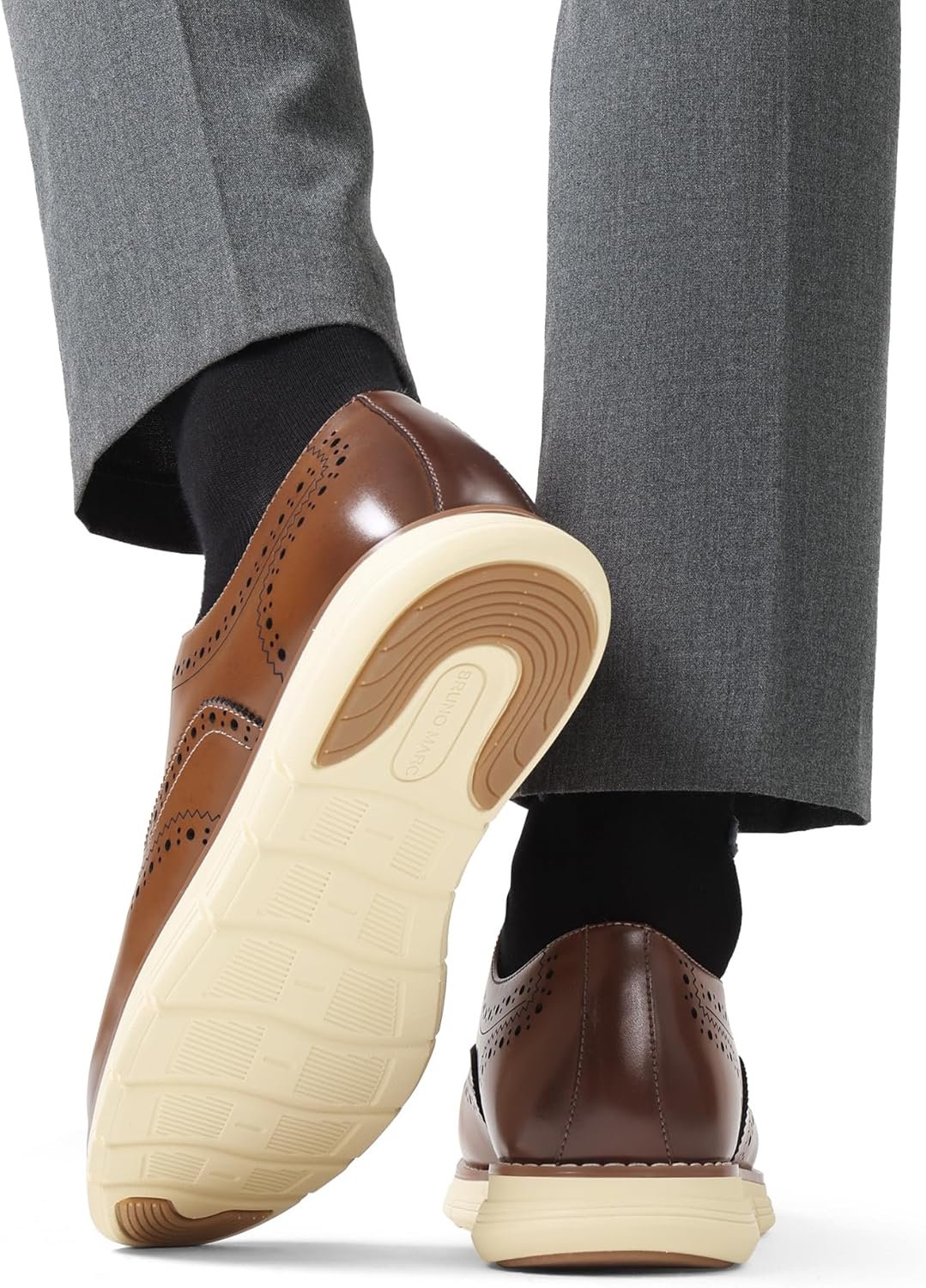 Bruno Marc Men's Crossflex Dress Sneakers Wingtip Derby Casual Oxford Formal Shoes - Image 9