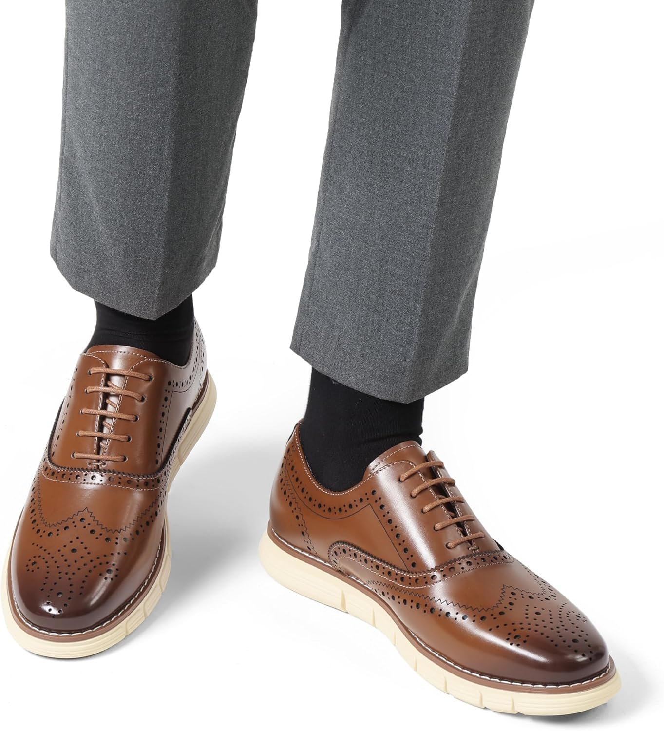 Bruno Marc Men's Crossflex Dress Sneakers Wingtip Derby Casual Oxford Formal Shoes - Image 7