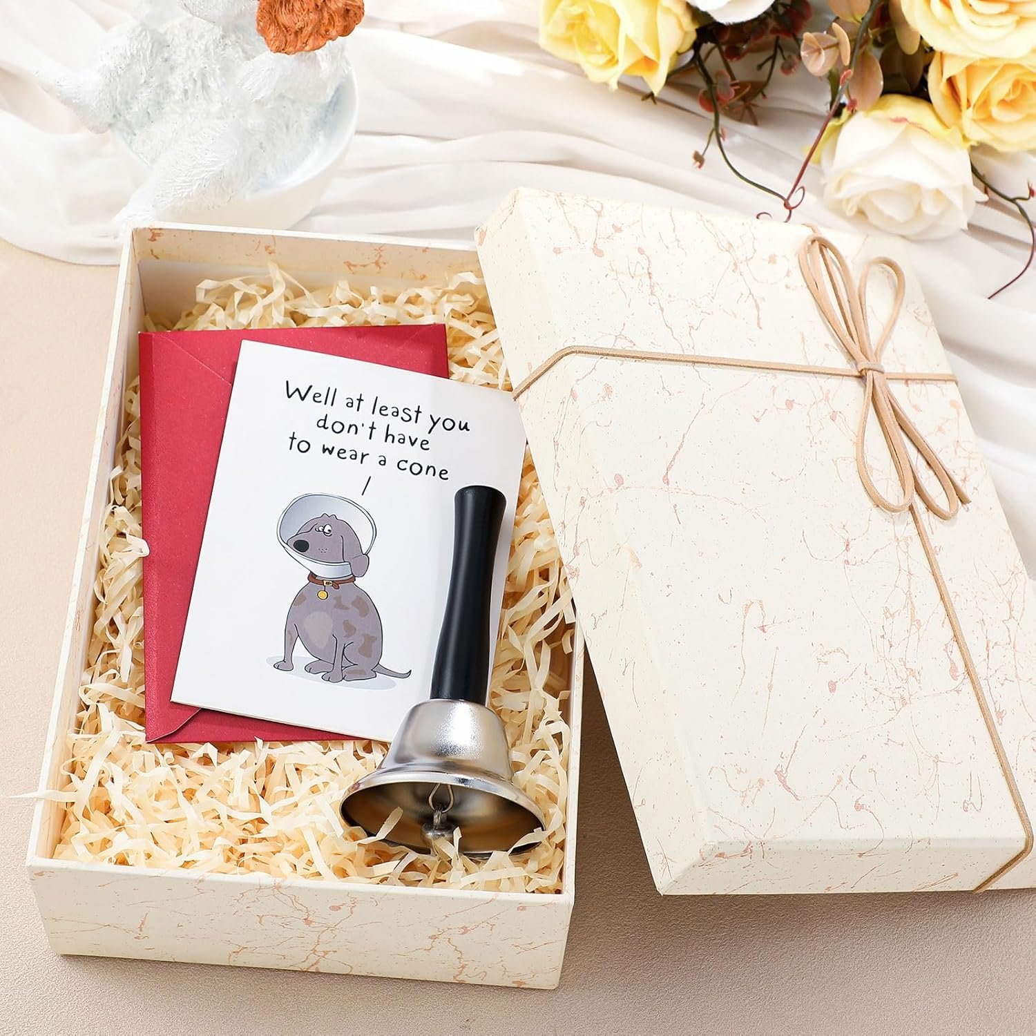 2 Pcs Funny Get Well Gifts for Women Men, After Surgery Recovery Gift Loud Hand Bell and Humor Speedy Surgery Recovery Card with Envelope for Him Her - Image 5