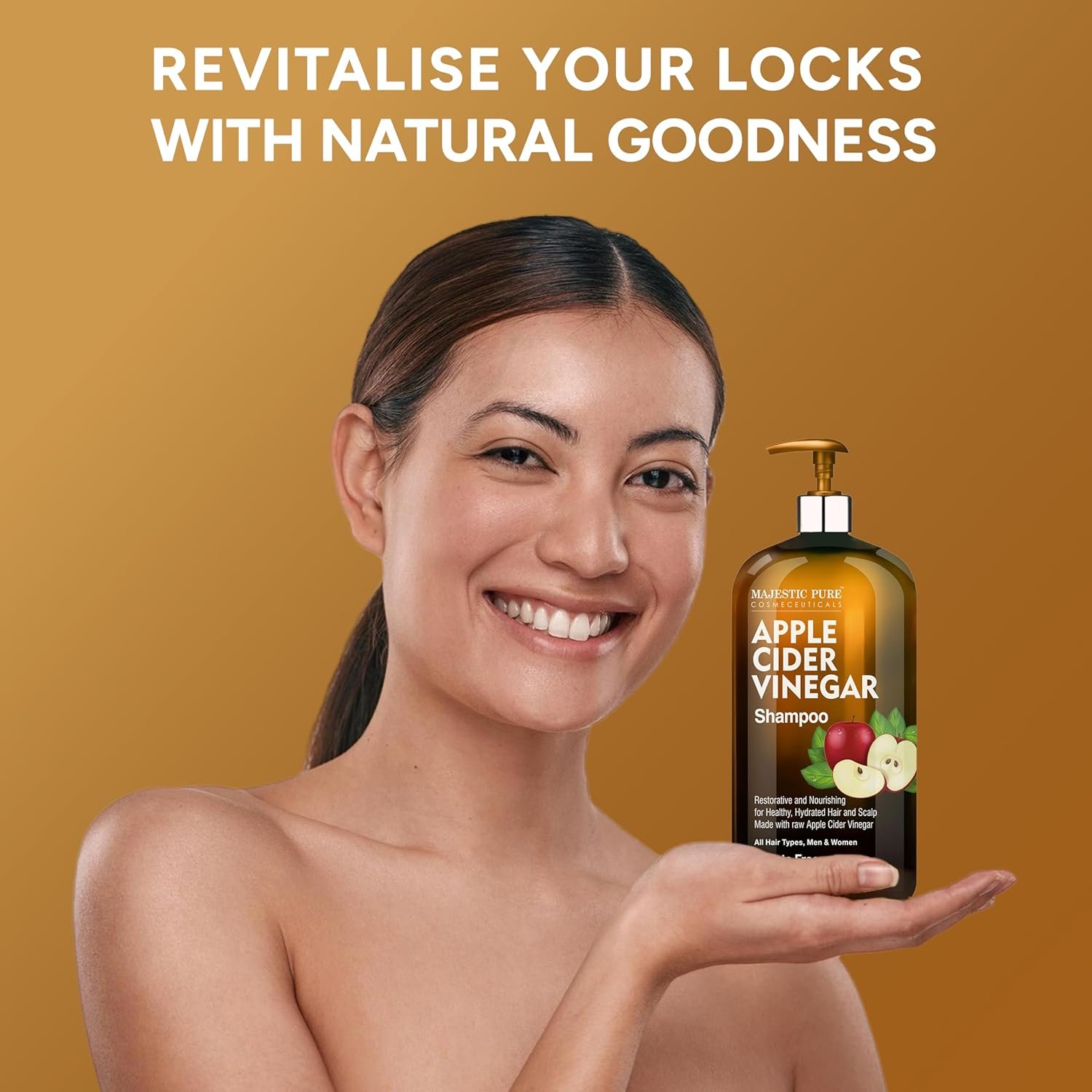 Majestic Pure Apple Cider Vinegar Shampoo - Restores Shine & Reduces Itchy Scalp, Dandruff & Frizz - Sulfate Free, for All Hair Types, Men and Women - 16 fl oz - Image 4