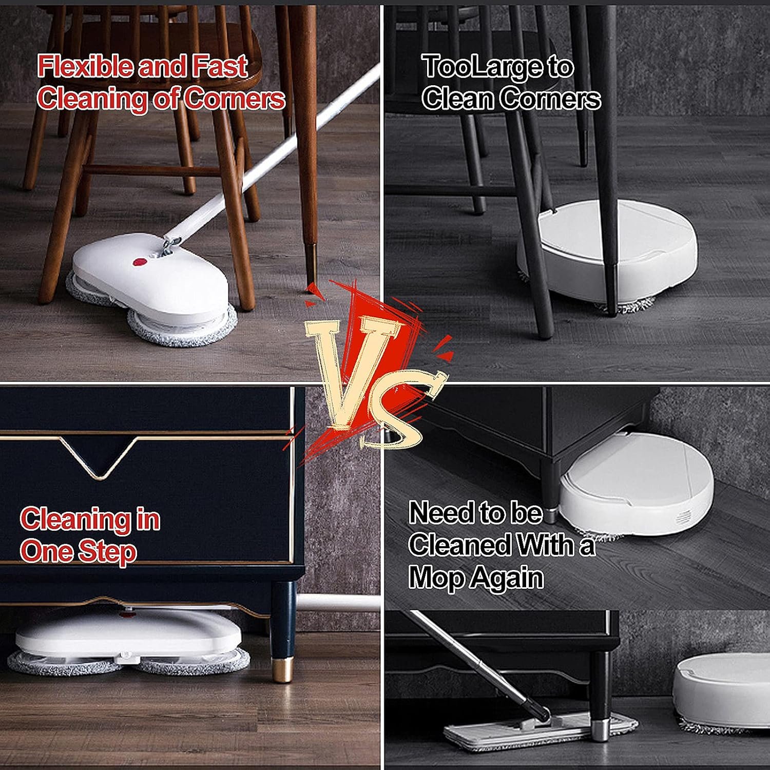 Cordless Electric Spin Mop Power Mop with 4 Floor Scrubber Pads/Automatic Cleaning Bucket/Water Sprayer,Lightweight & Rechargeable,Suitable for Wooden, Marble, Tile, Hardwood Floor. - Image 6