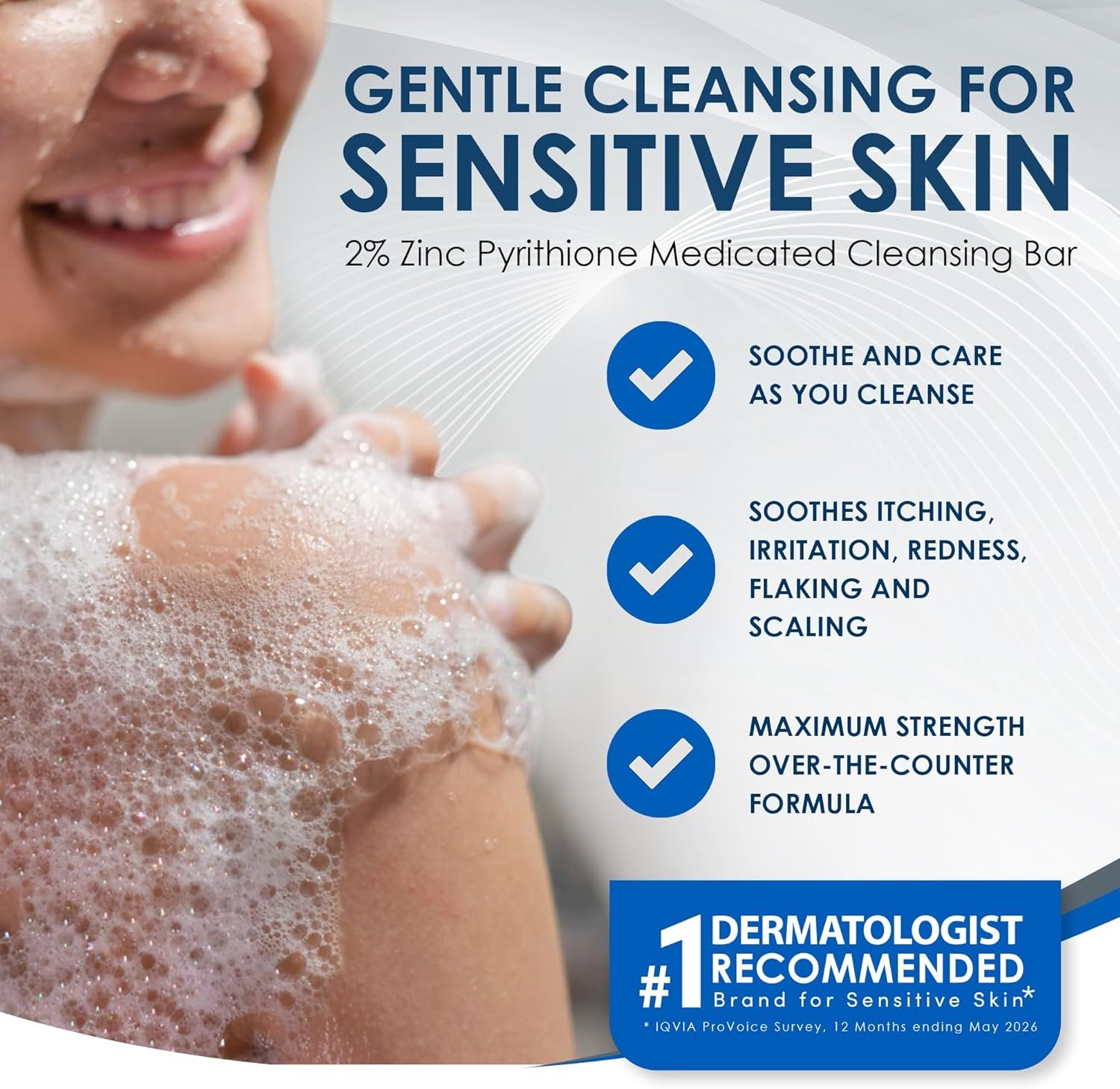 Vanicream Z Bar, Seborrheic Dermatitis & Anti-Dandruff Medicated Bar, 3.5 Oz, Formulated without Common Irritants for Sensitive Skin, 2% Pyrithione Zinc Helps Relieve Itching, Redness & Flaking - Image 3