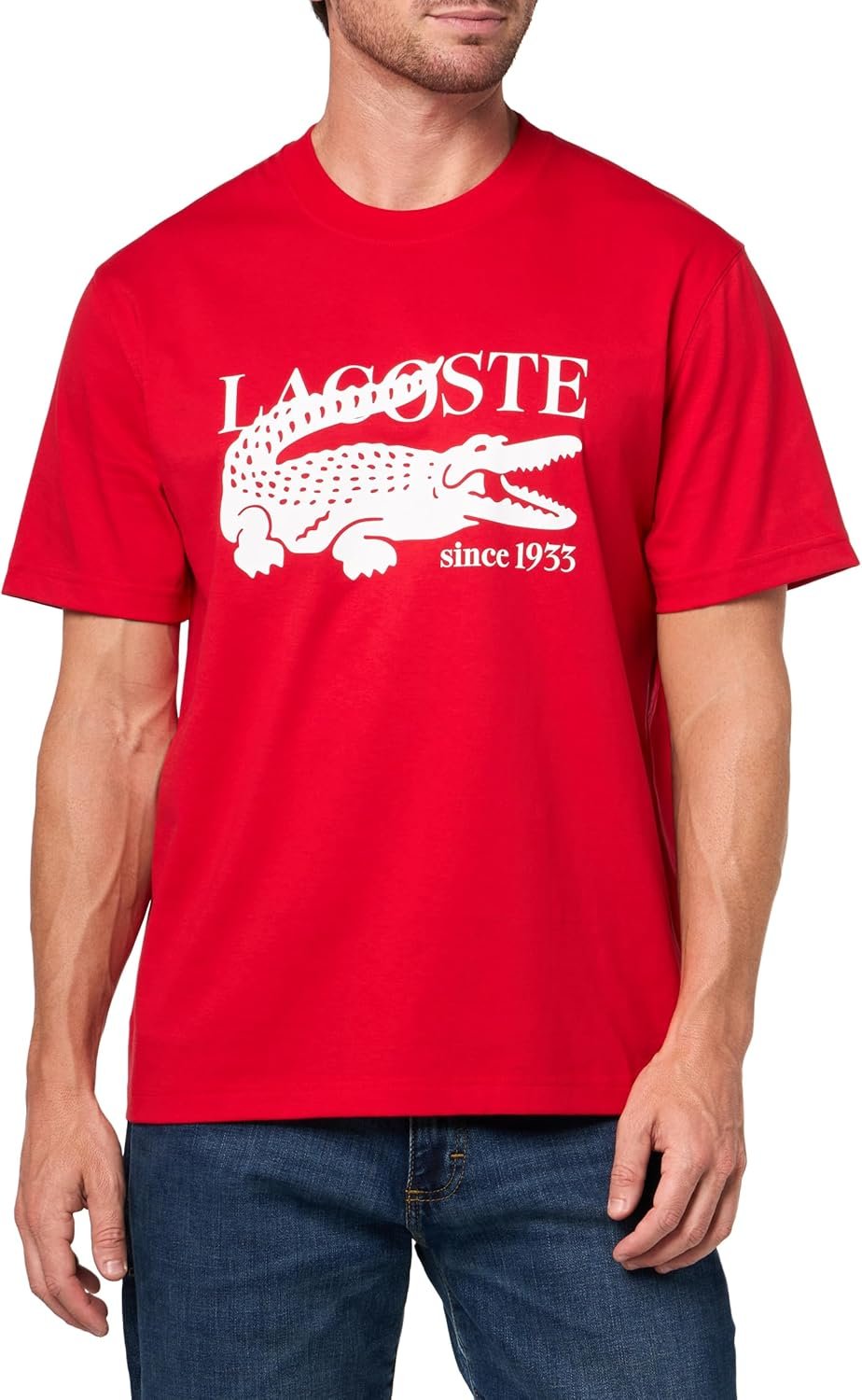 Lacoste Mens Crew Neck Short Sleeve Classic Fit Branding T-Shirt - Image 2