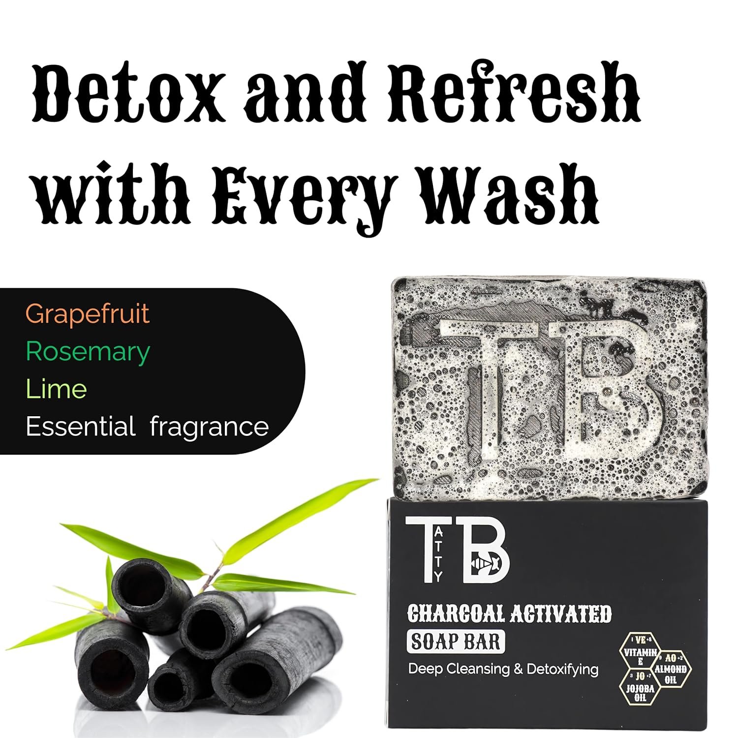 Activated Charcoal Soap Bar – All-Natural Deep Cleansing & Detoxifying Soap for Face & Body, Gentle & Vegan Formula for Sensitive Skin, 5 oz - Image 9