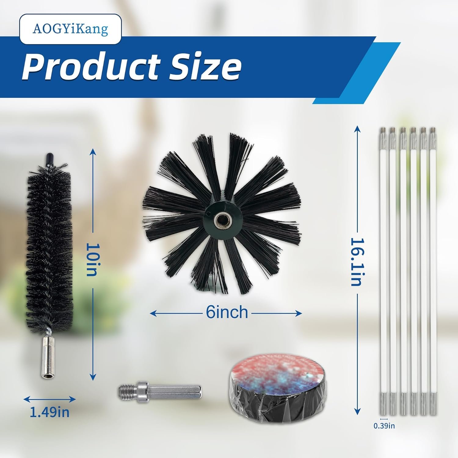 35 Feet Dryer Vent Cleaner Kit, Multi-purpose Lint Remover with 6” Chimney Brush Head, Flexible Nylon Rod Extends to 35ft Duct Cleaning Brush For Dryer, Air Duct, Fireplaces, Washing machine - Image 8