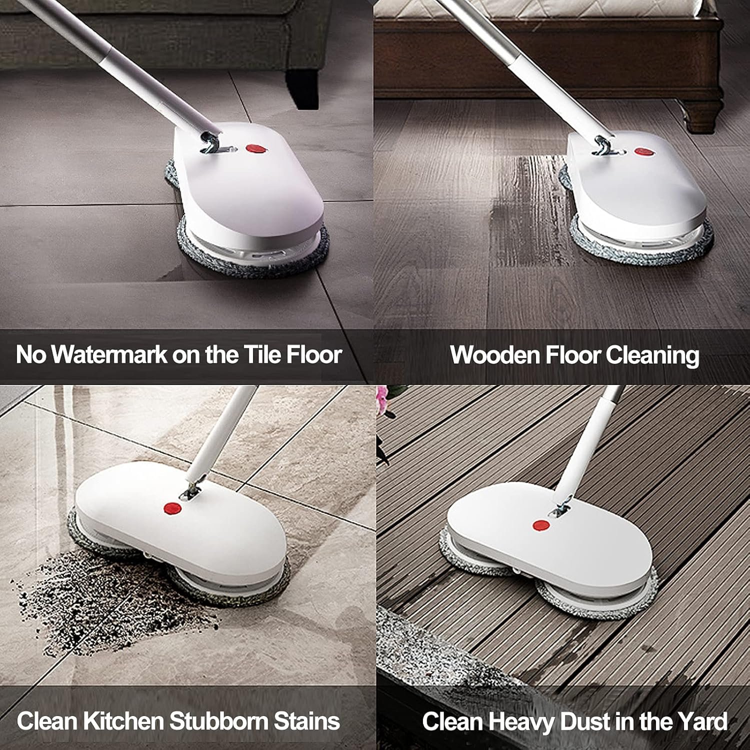 Cordless Electric Spin Mop Power Mop with 4 Floor Scrubber Pads/Automatic Cleaning Bucket/Water Sprayer,Lightweight & Rechargeable,Suitable for Wooden, Marble, Tile, Hardwood Floor. - Image 8
