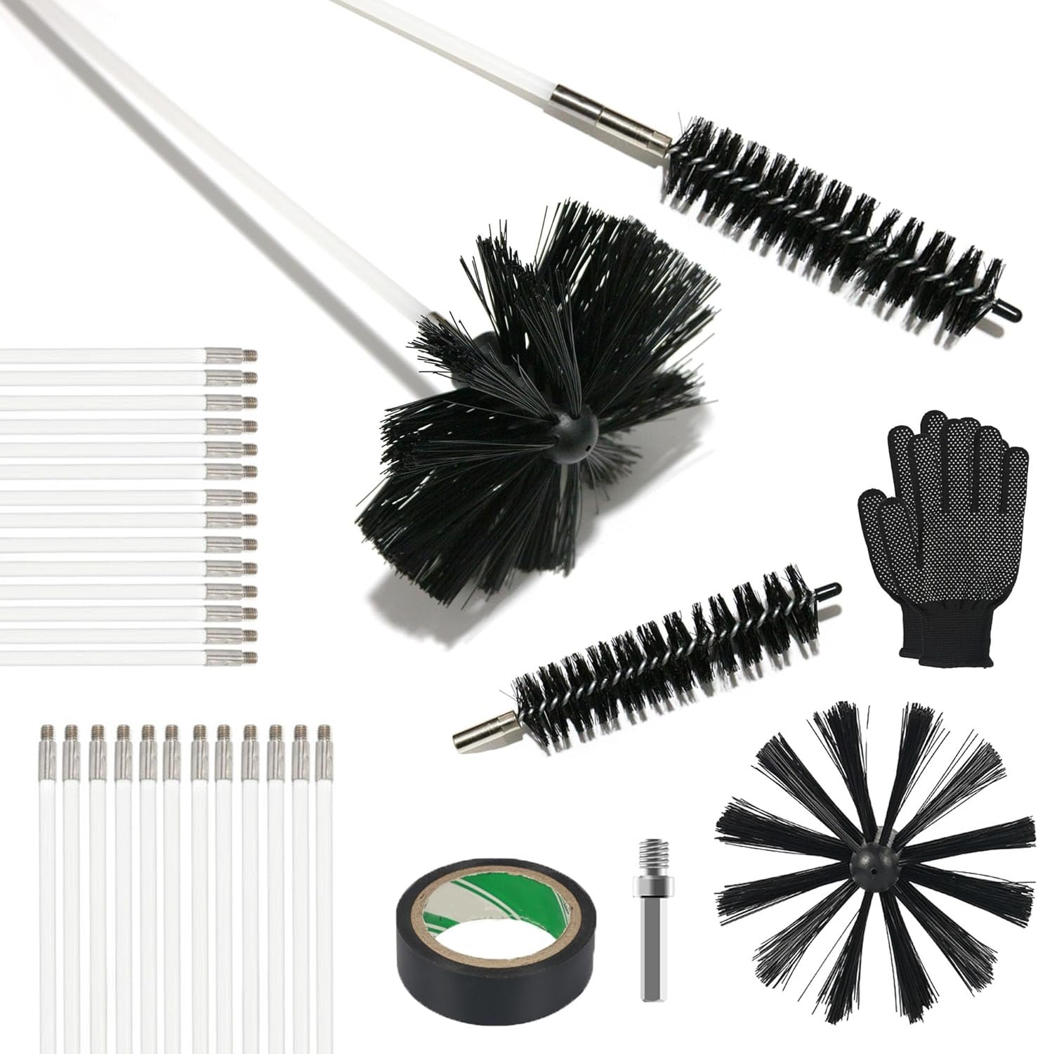 35 Feet Dryer Vent Cleaner Kit, Multi-purpose Lint Remover with 6” Chimney Brush Head, Flexible Nylon Rod Extends to 35ft Duct Cleaning Brush For Dryer, Air Duct, Fireplaces, Washing machine - Image 2