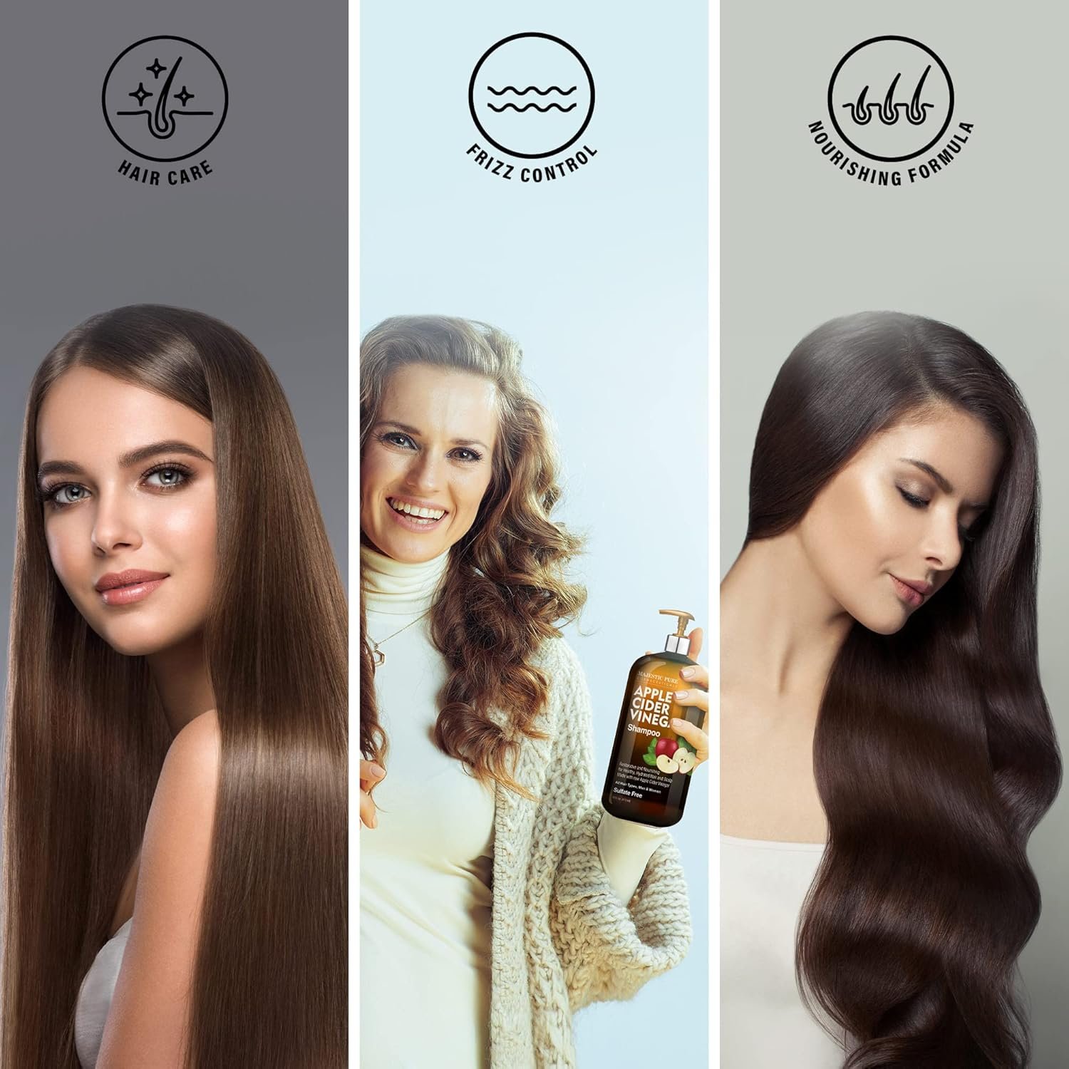 Majestic Pure Apple Cider Vinegar Shampoo - Restores Shine & Reduces Itchy Scalp, Dandruff & Frizz - Sulfate Free, for All Hair Types, Men and Women - 16 fl oz - Image 7