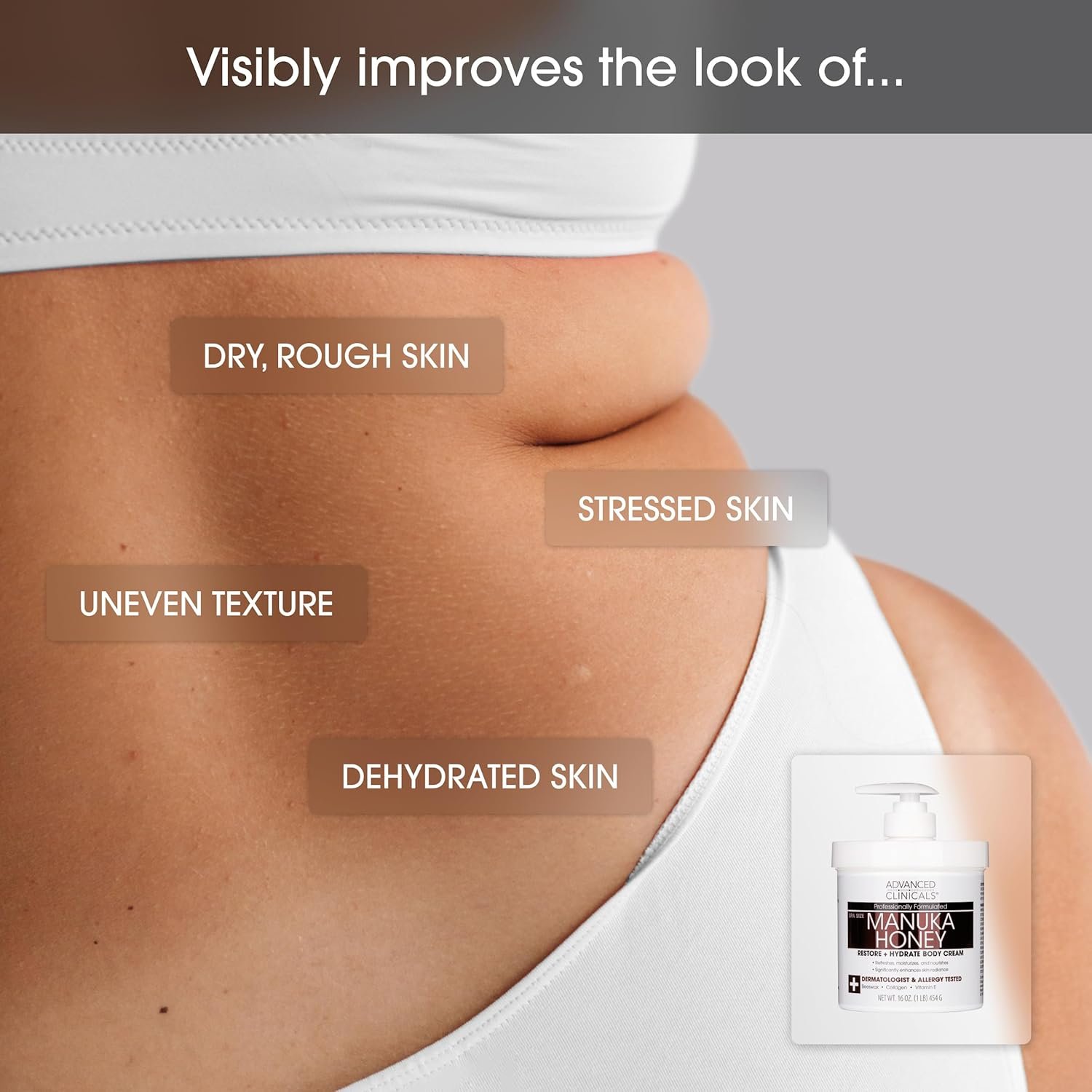 Advanced Clinicals Vitamin C Brightening Cream + Manuka Honey Body Lotion & Face Moisturizer 2pc Skincare Set For Women & Men | Body Butter Creams Help Reduce Appearance Of Dark Spots & Dry Skin, 2pc - Image 10